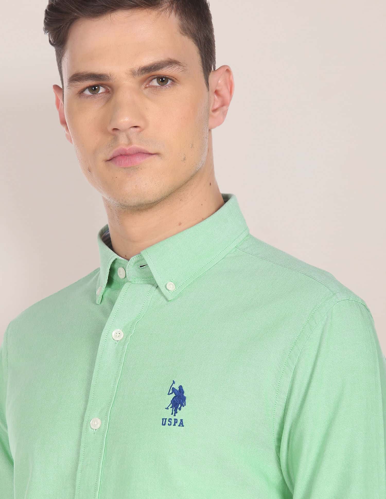 Button Down Collar Solid Casual Shirt - Image 7