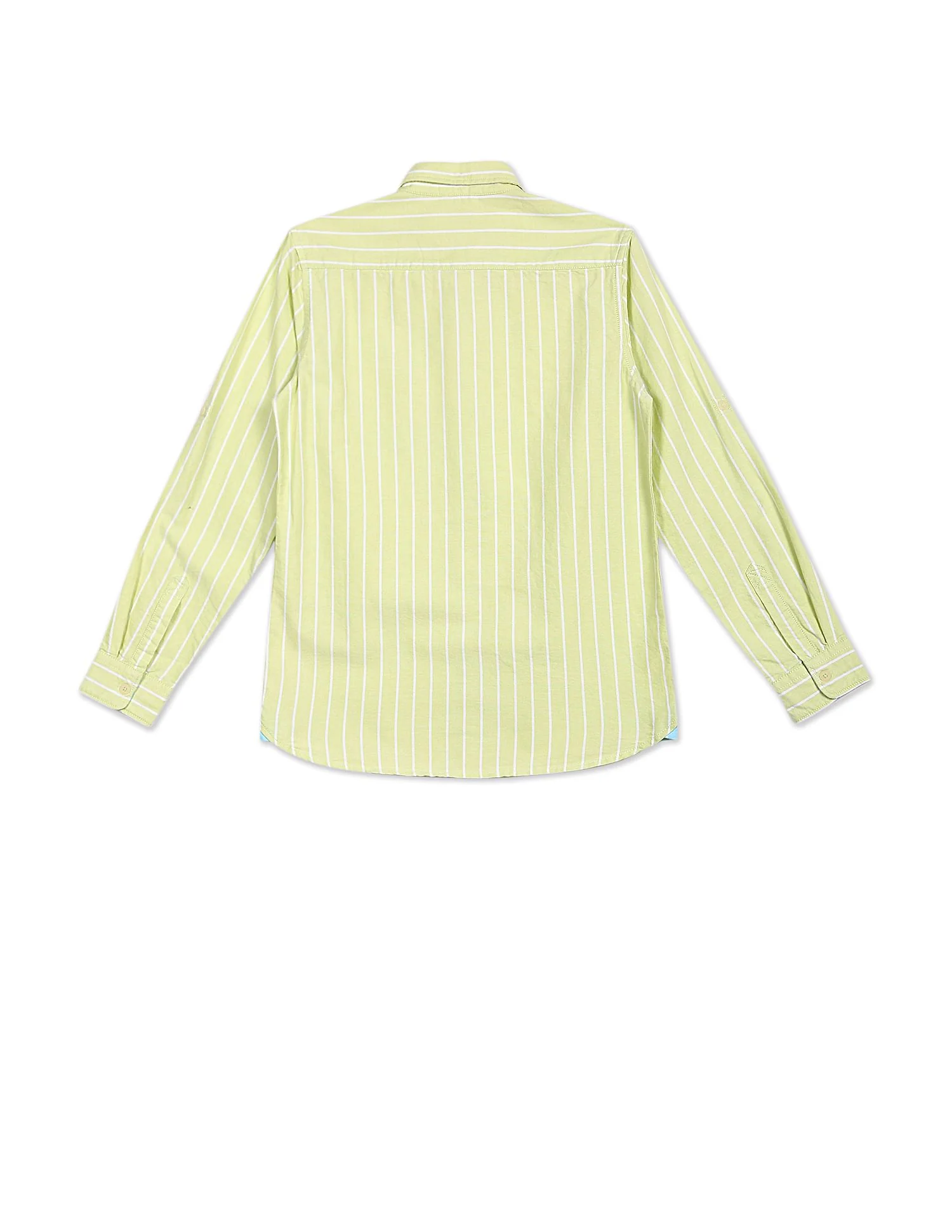 Button Down Collar Vertical Stripe Shirt - Image 2