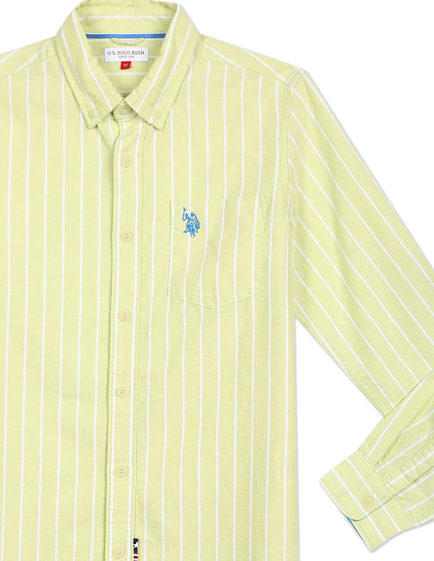 Button Down Collar Vertical Stripe Shirt - Image 3