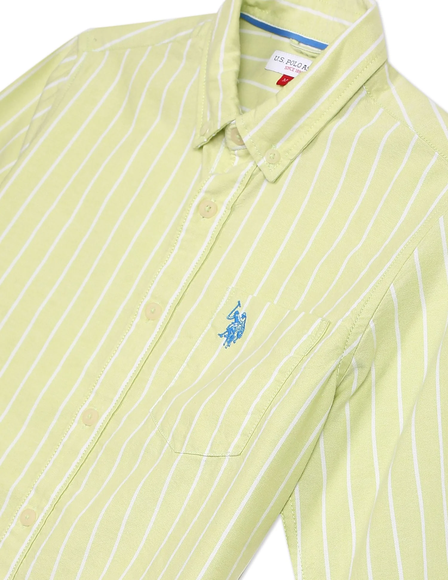 Button Down Collar Vertical Stripe Shirt - Image 4