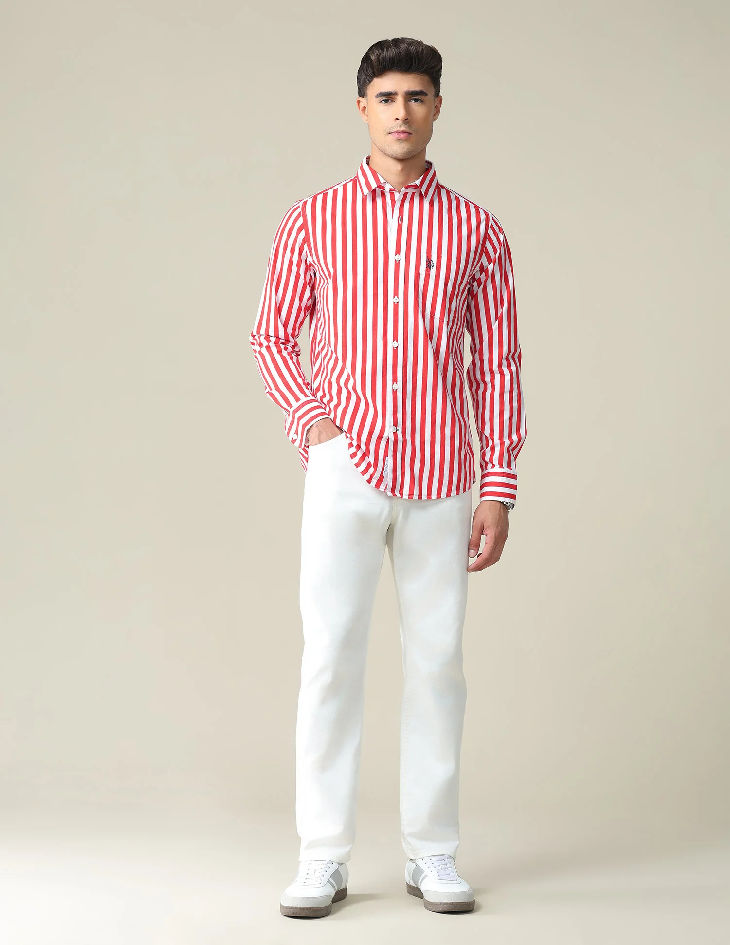 Chest Pocket Vertical Stripe Shirt - Image 3