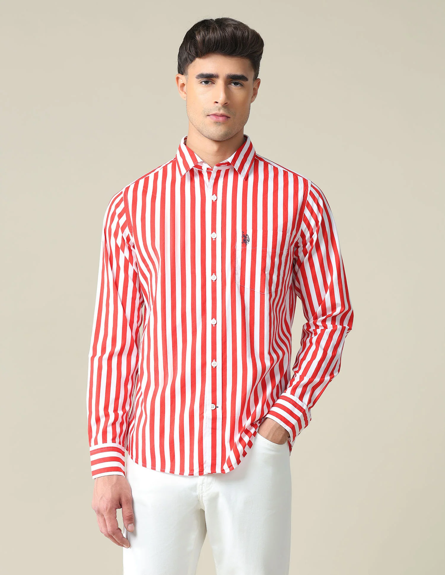 Chest Pocket Vertical Stripe Shirt - Image 6