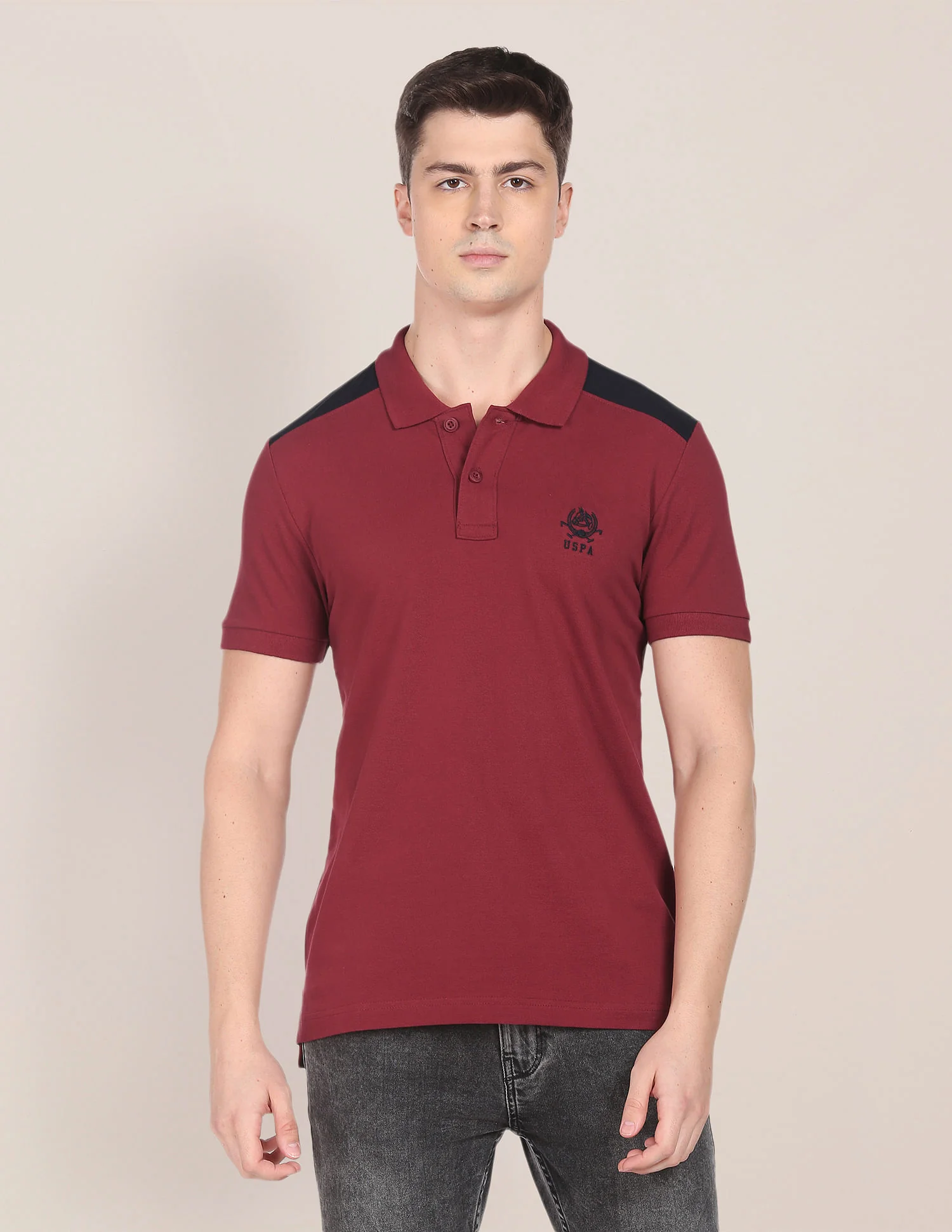 Colour Block Cotton Polo Shirt