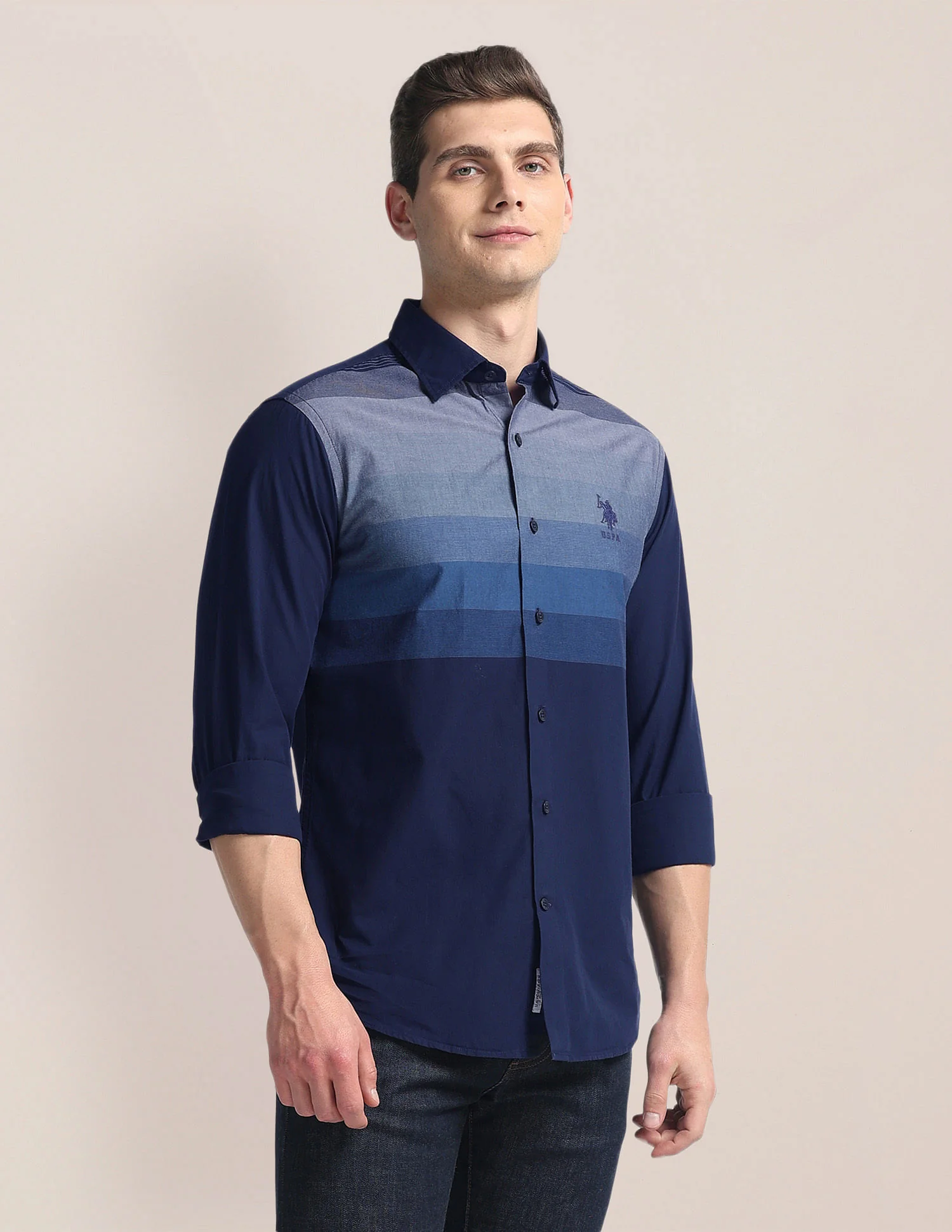 Colour Block Cotton Shirt