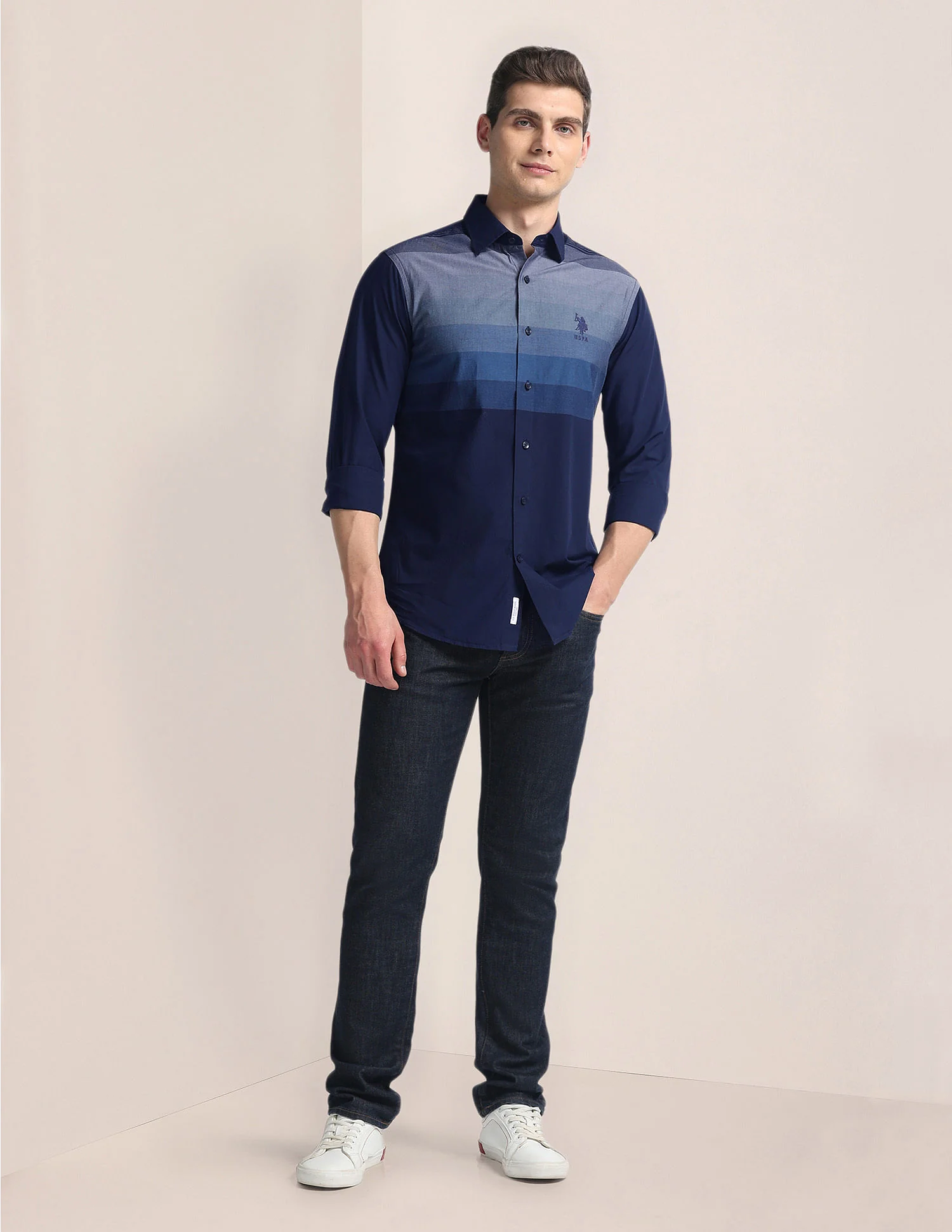 Colour Block Cotton Shirt - Image 3