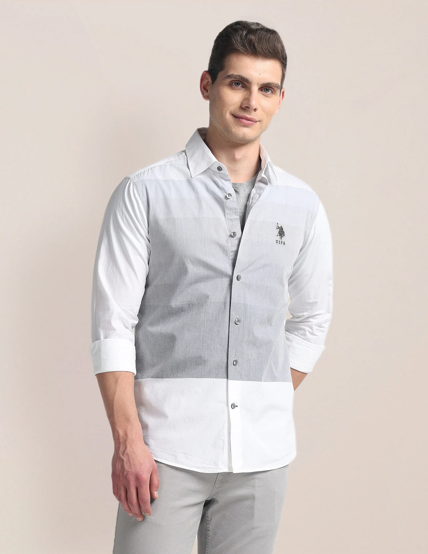Colour Block Cotton Shirt