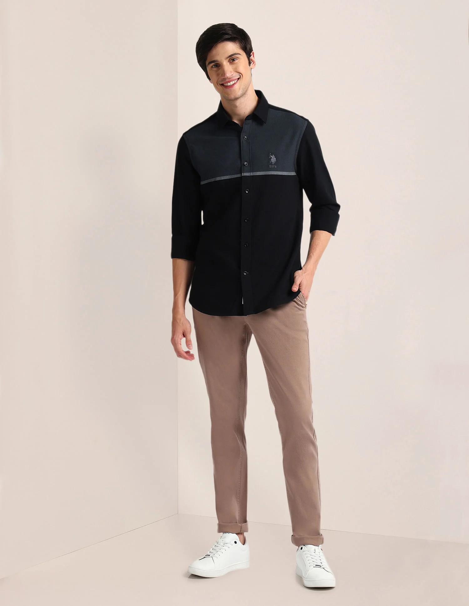 Colour Block Tailored Fit Shirt - Image 3