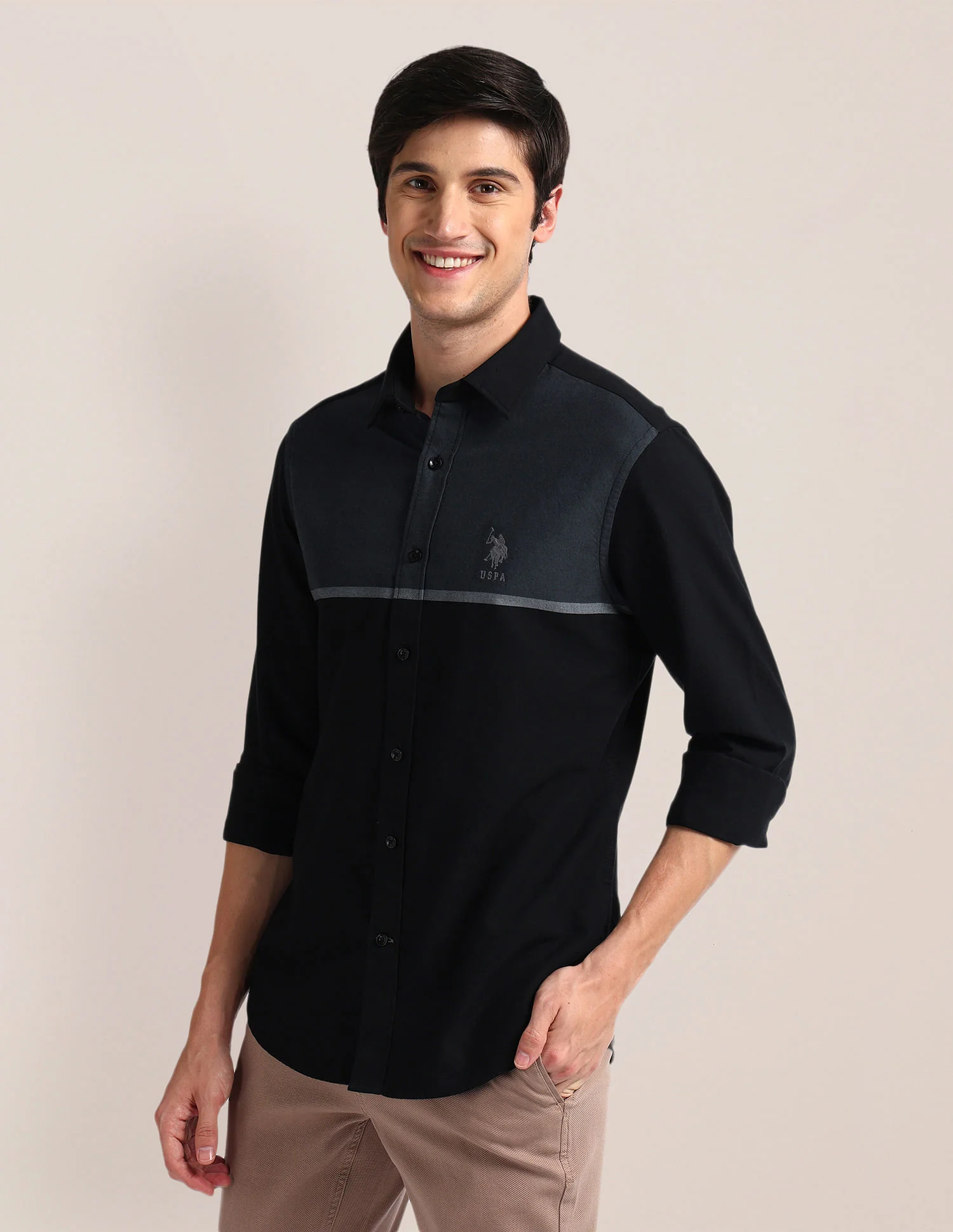 Colour Block Tailored Fit Shirt - Image 4