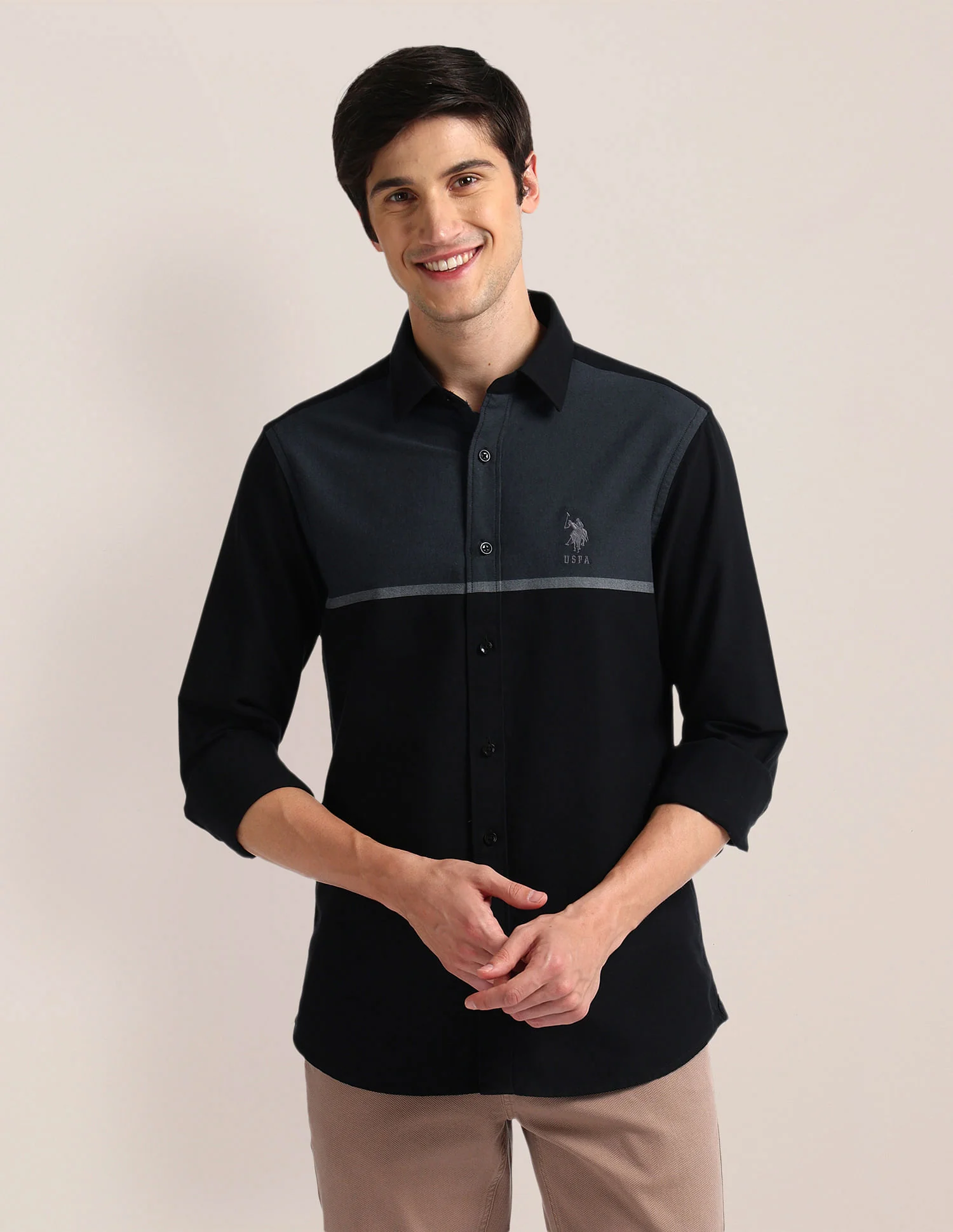 Colour Block Tailored Fit Shirt - Image 7