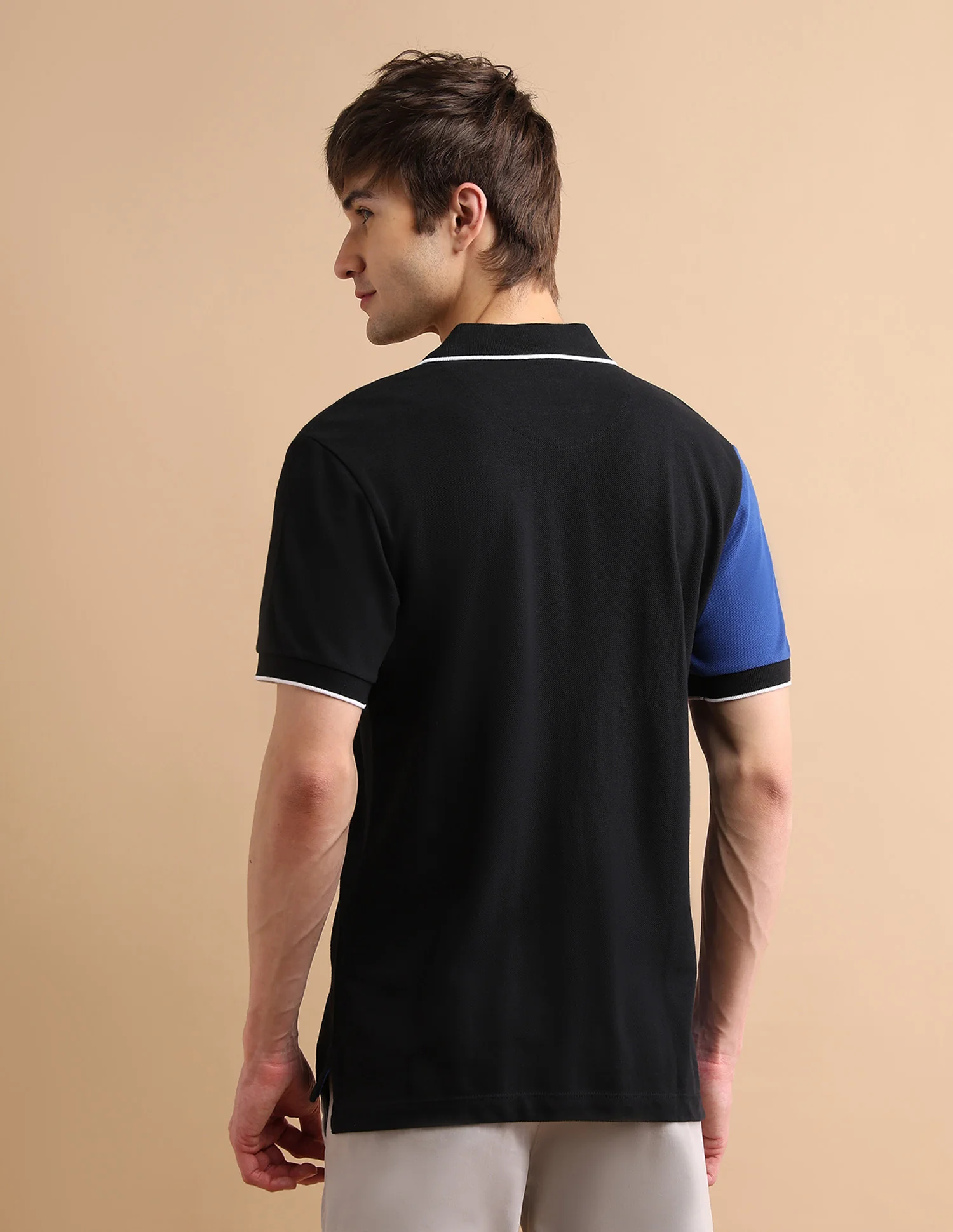 Colour Block Zipper Polo Shirt - Image 5