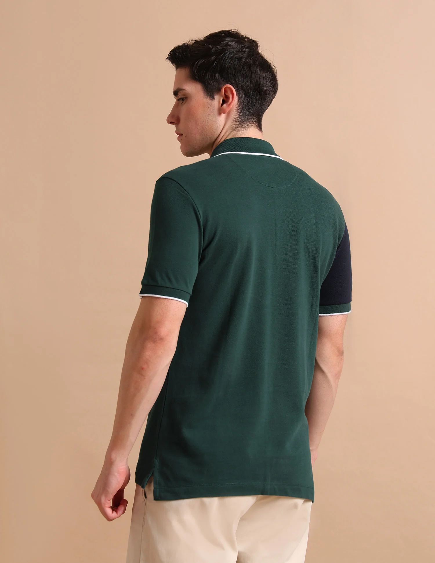 Colour Block Zipper Polo Shirt - Image 5