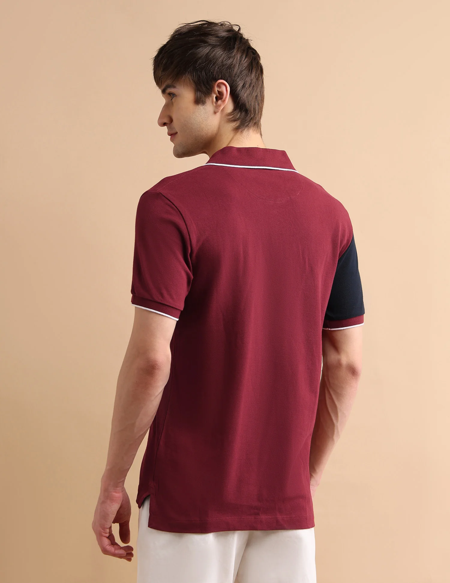 Colour Block Zipper Polo Shirt - Image 5