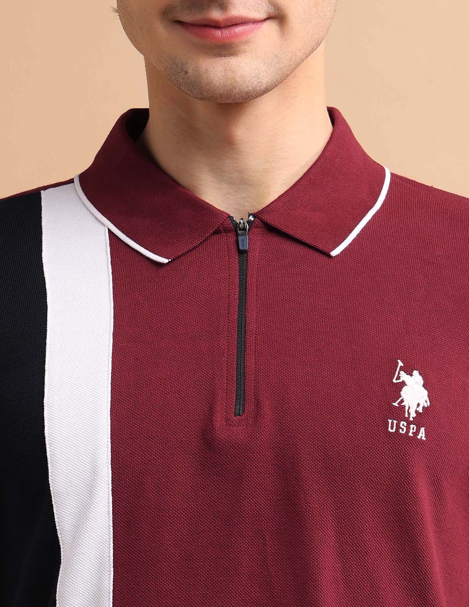 Colour Block Zipper Polo Shirt - Image 7