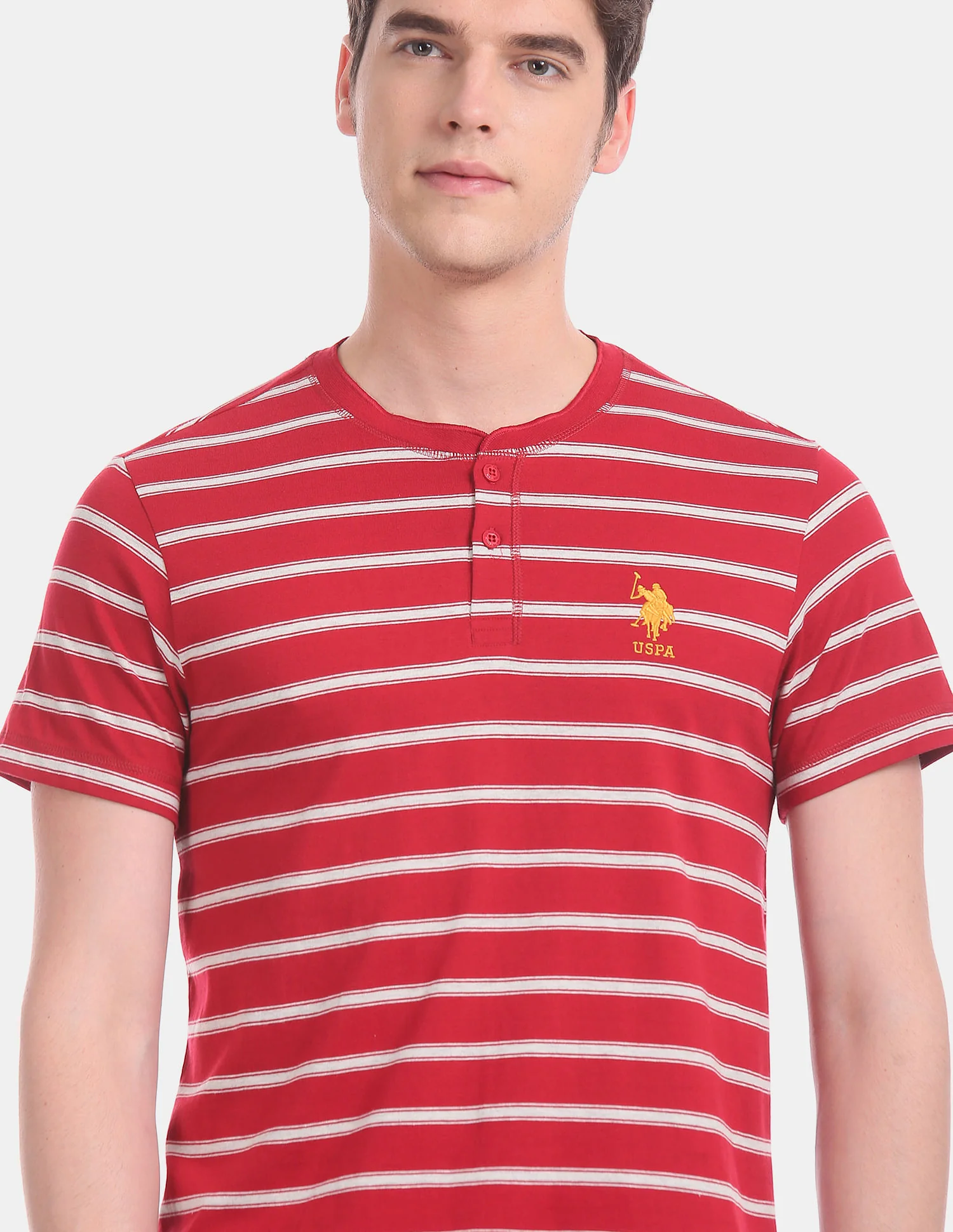 Comfort Fit Striped Cotton I687 Henley Lounge T-Shirt - Pack Of 1 - Image 5