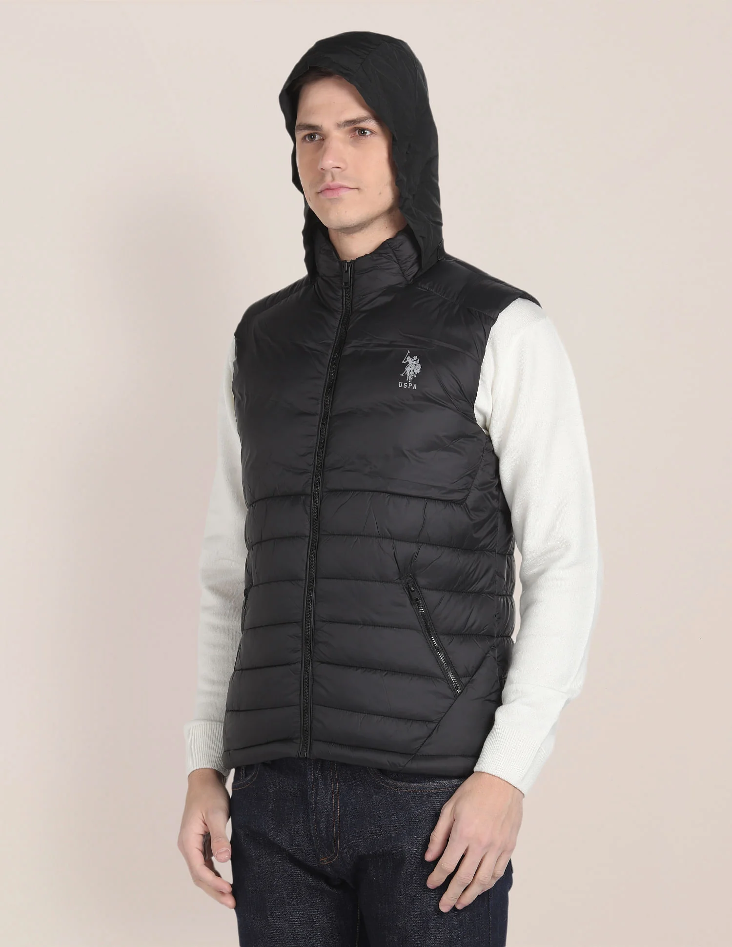 Concealed Hood Sleeveless Jacket - Image 4