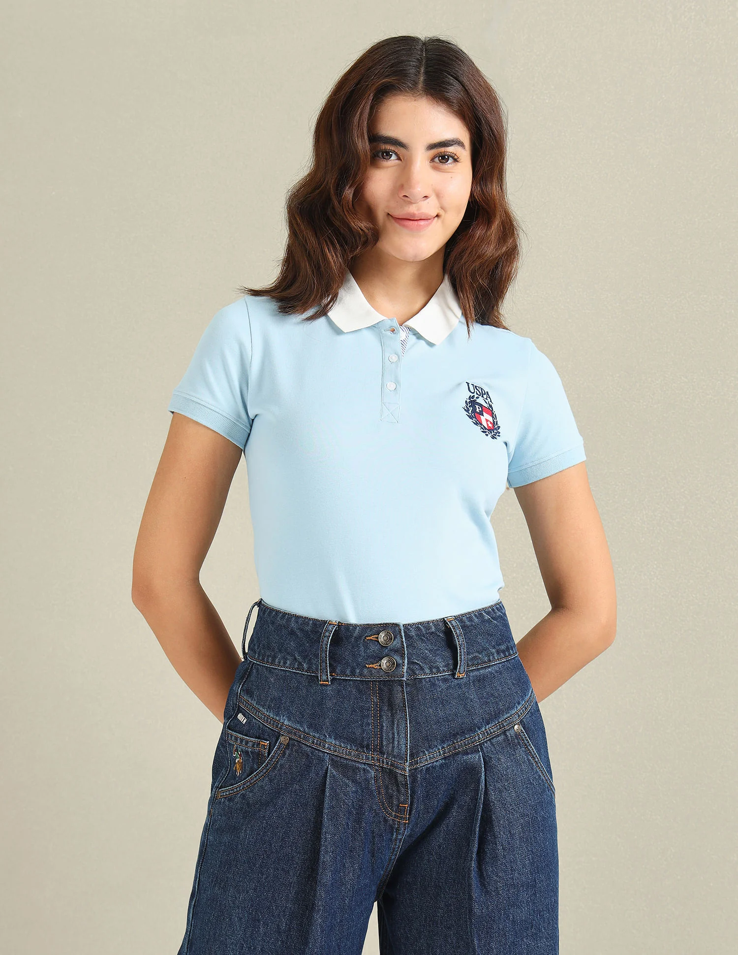 Contrast Collar Crest Polo Shirt - Image 6