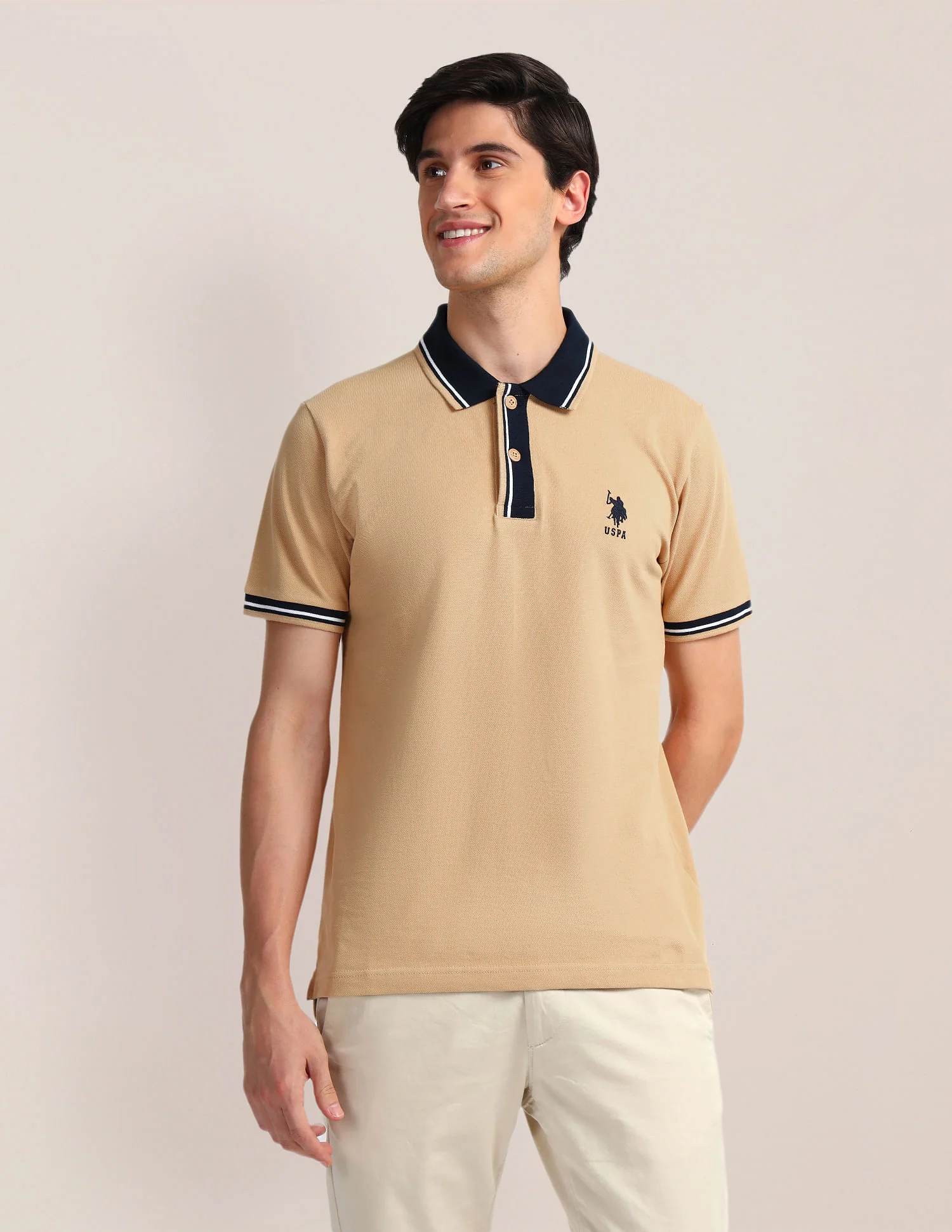 Contrast Collar Slim Polo Shirt - Image 6