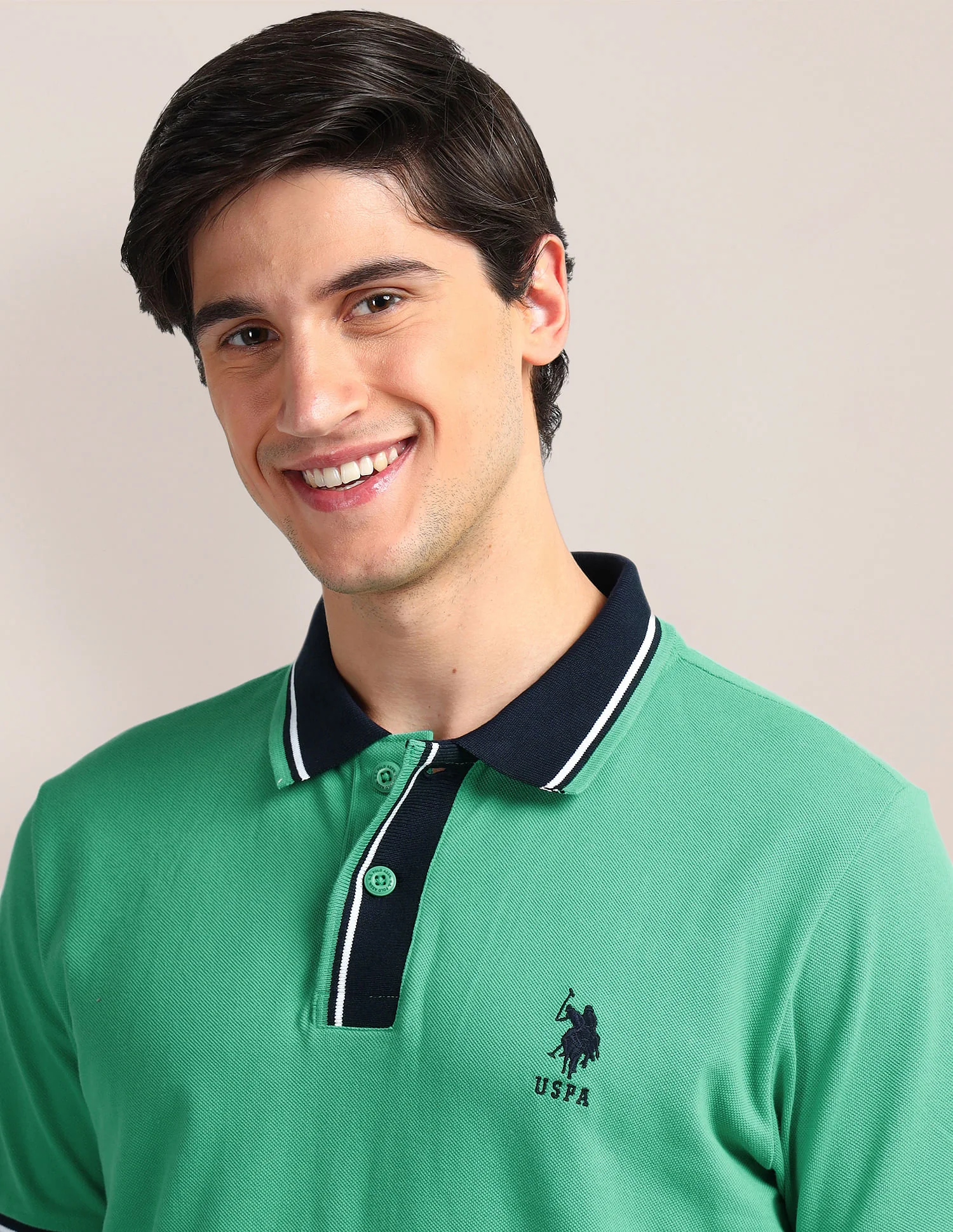 Contrast Collar Slim Polo Shirt - Image 7