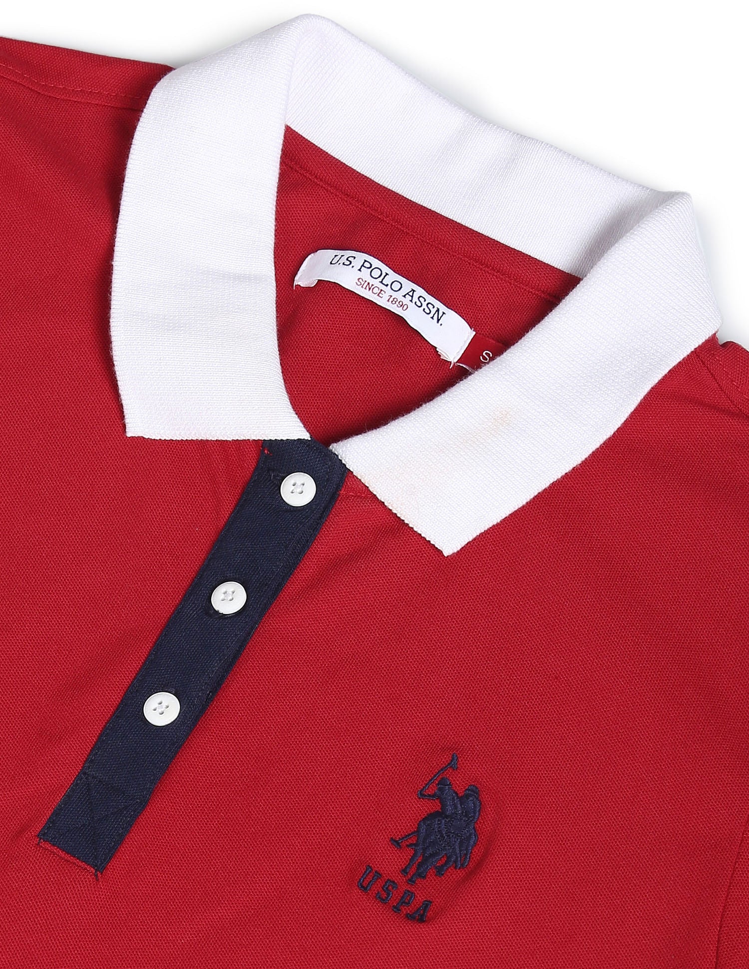 Contrast Collar Solid Polo Shirt - Image 2