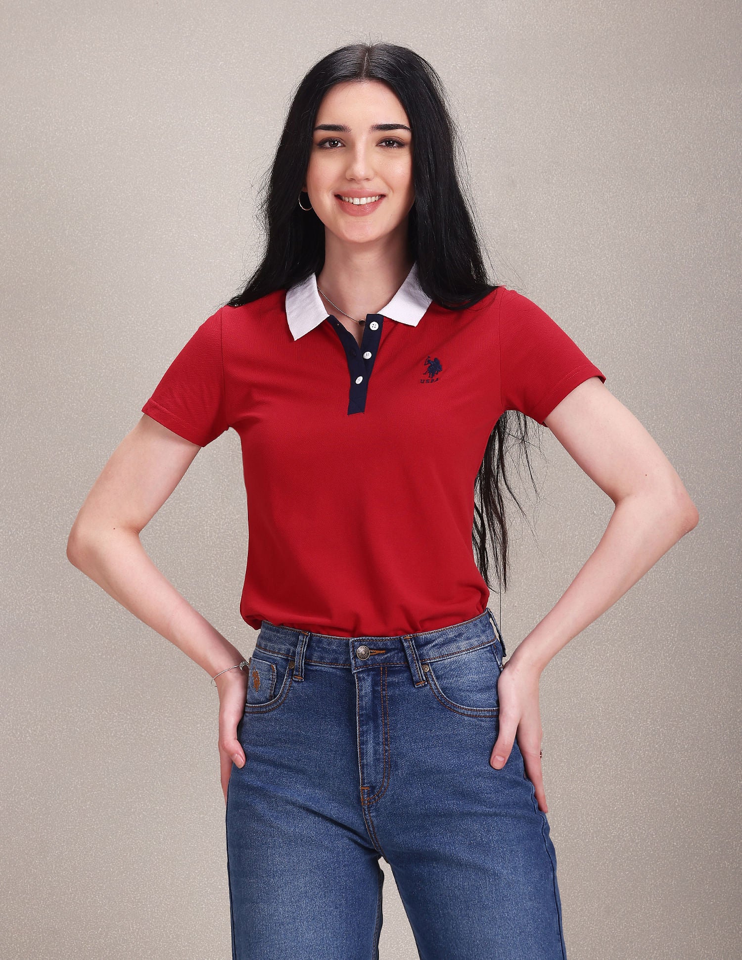 Contrast Collar Solid Polo Shirt - Image 6