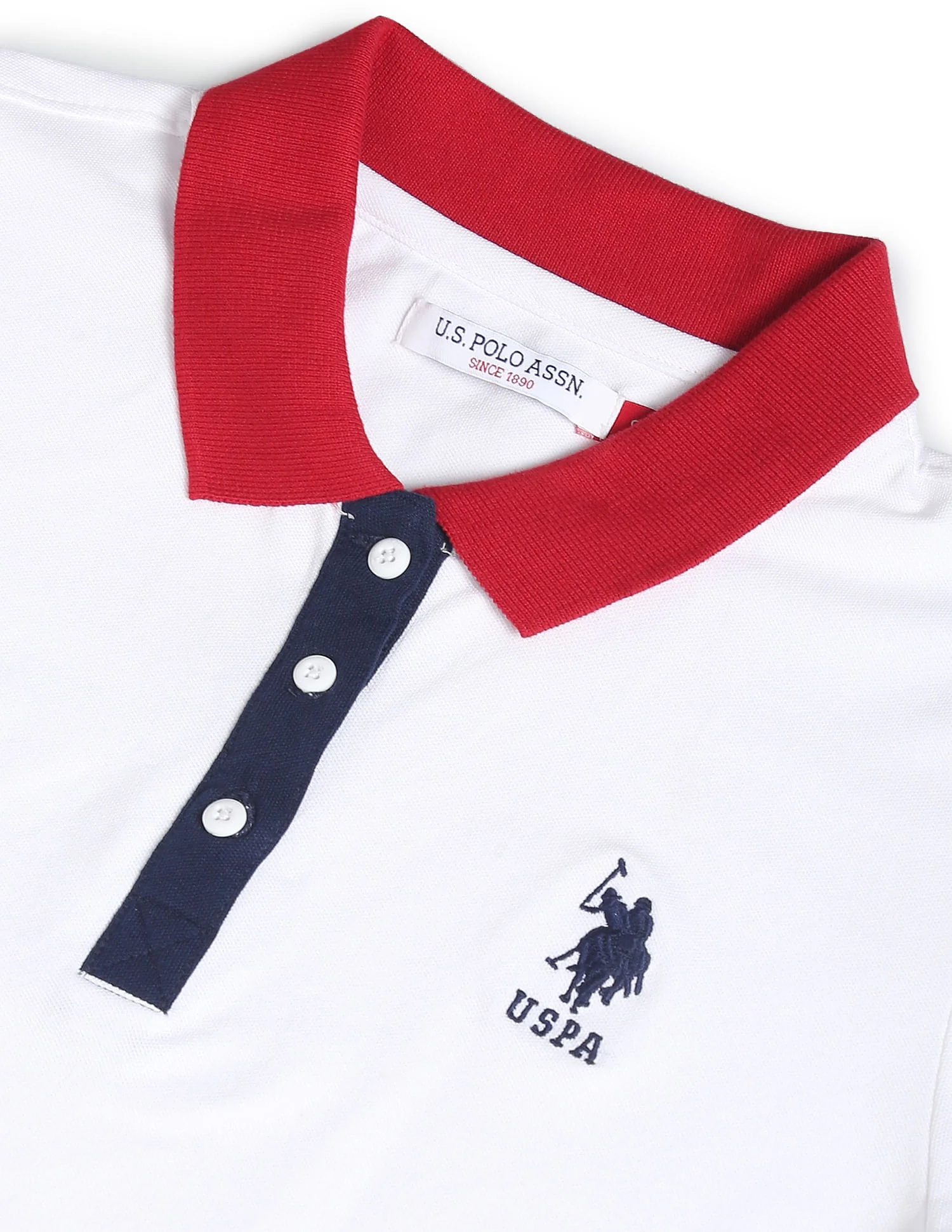Contrast Collar Solid Polo Shirt - Image 2