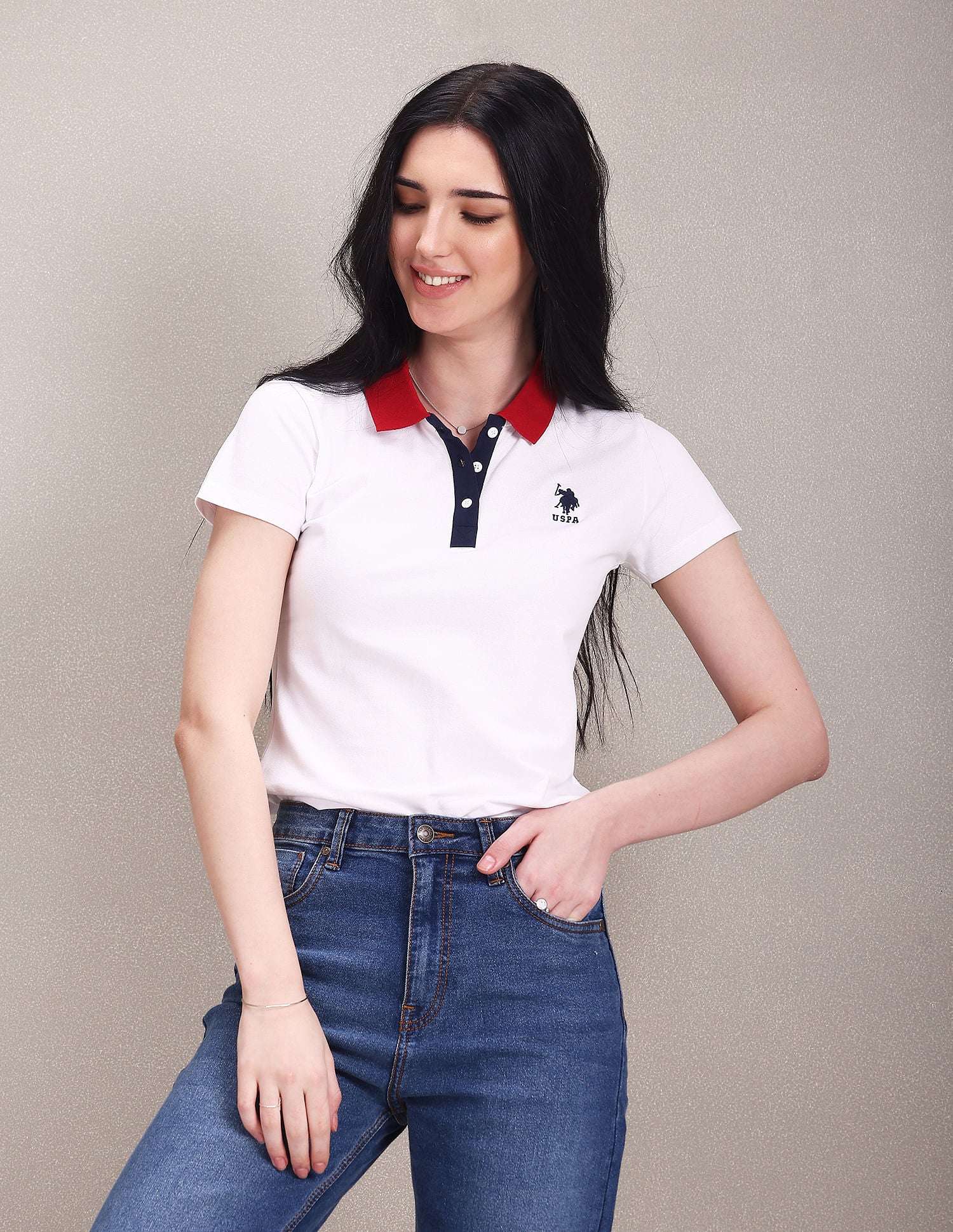 Contrast Collar Solid Polo Shirt - Image 6