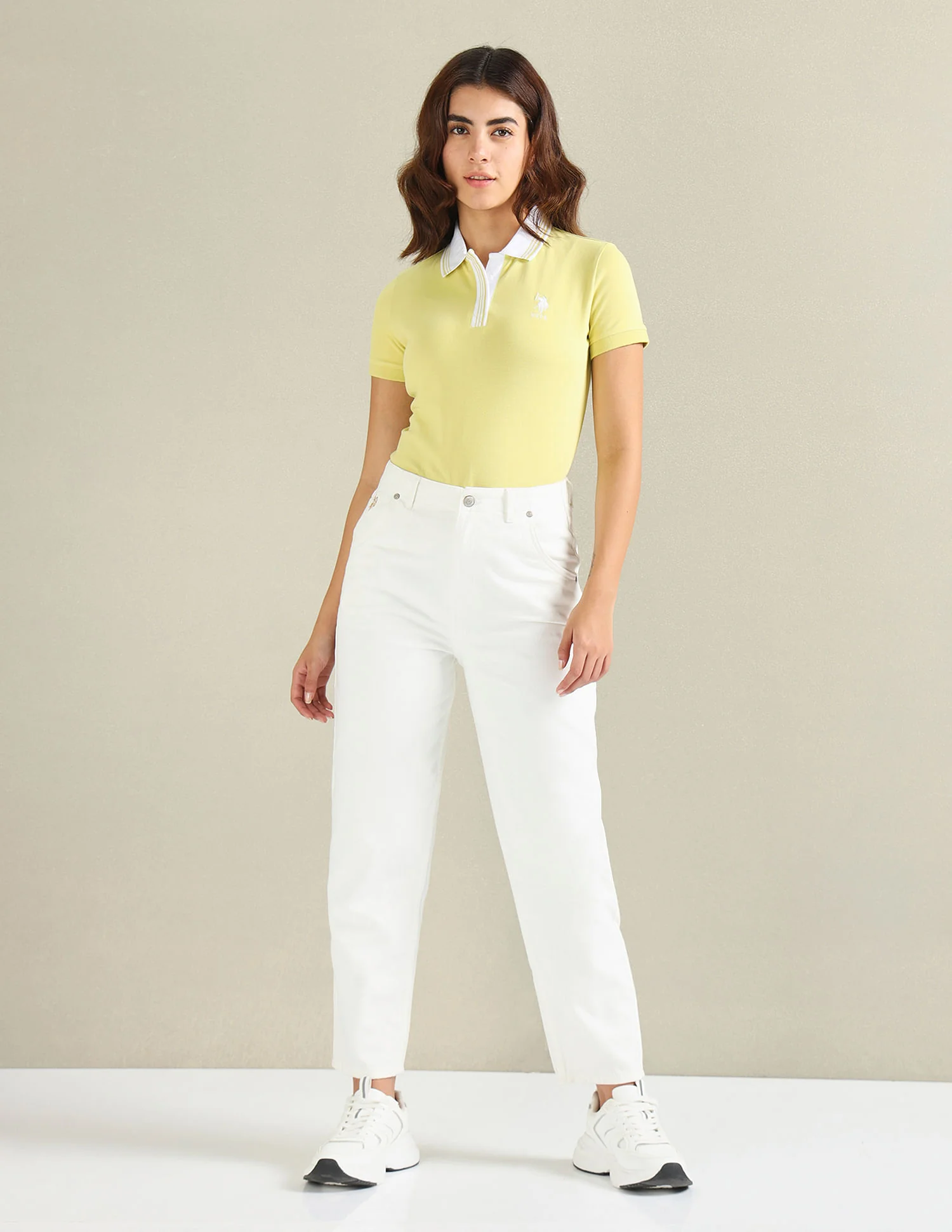 Striped Collar Pique Polo Shirt - Image 3