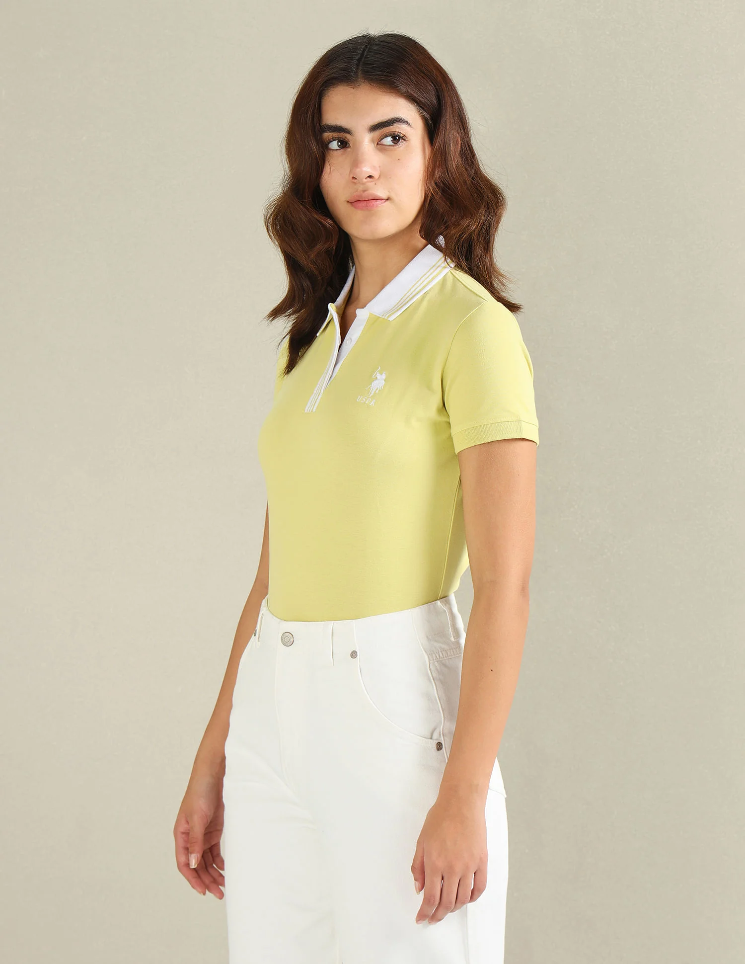 Striped Collar Pique Polo Shirt - Image 4