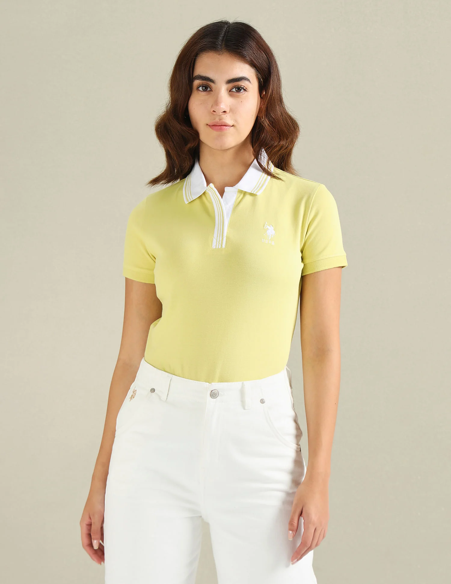 Striped Collar Pique Polo Shirt - Image 6