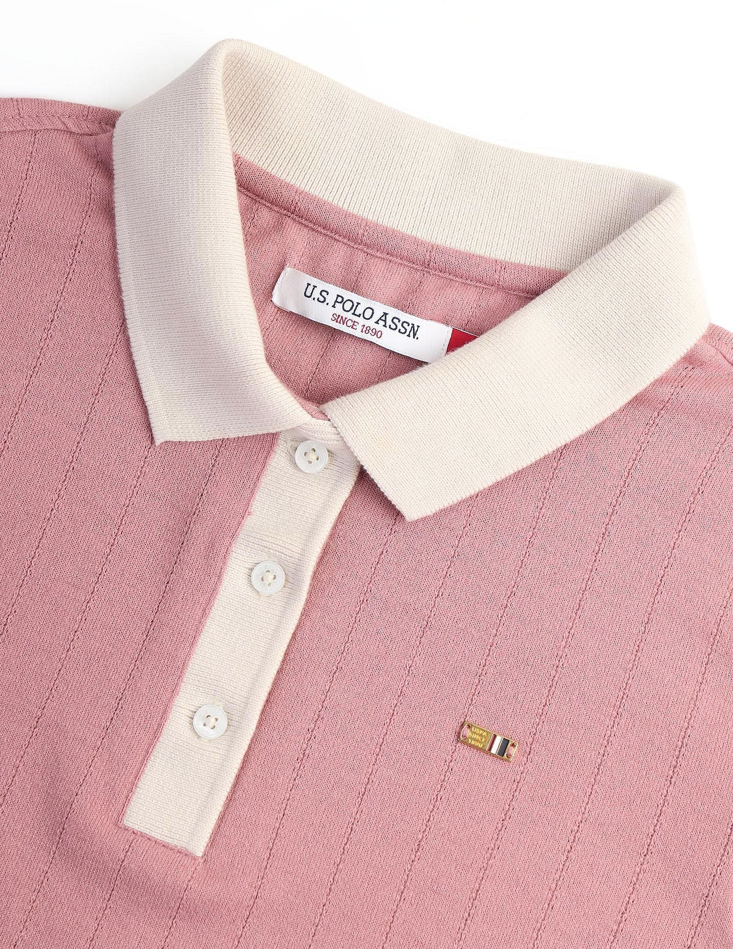 Contrast Collar Textured Polo Shirt - Image 8