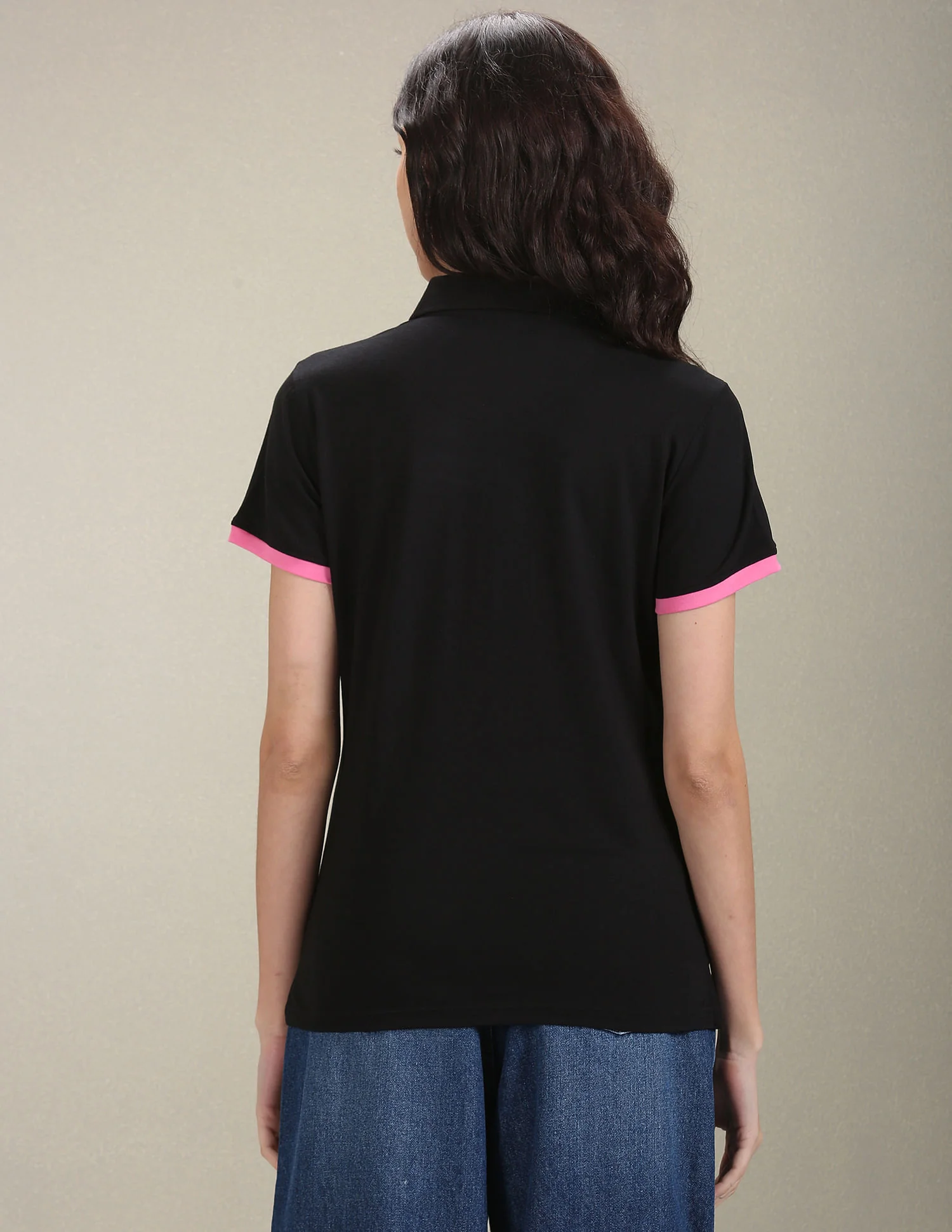 Contrast Cuff Solid Polo Shirt - Image 5