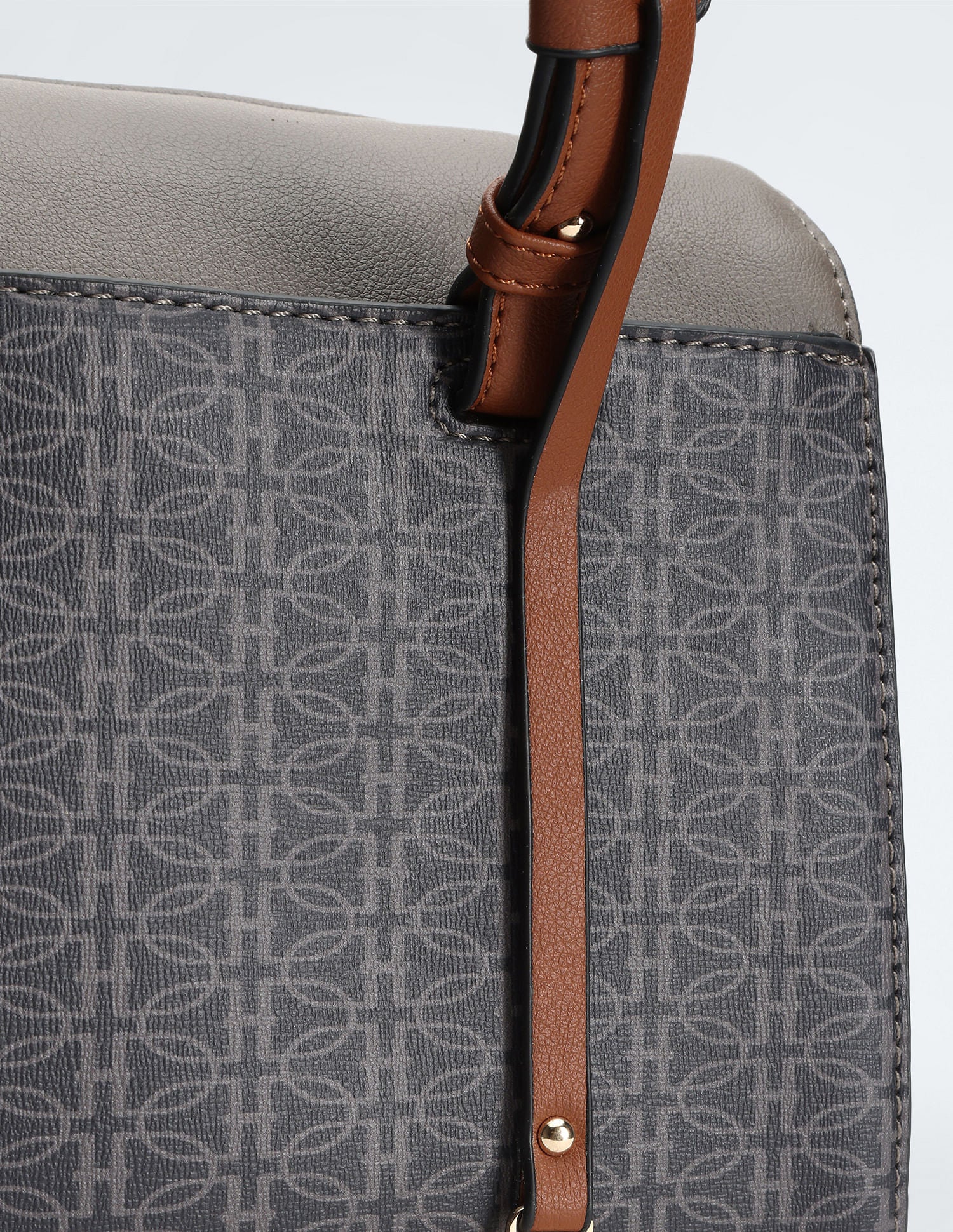 Contrast Detail Printed Bowler Handbag - Image 7