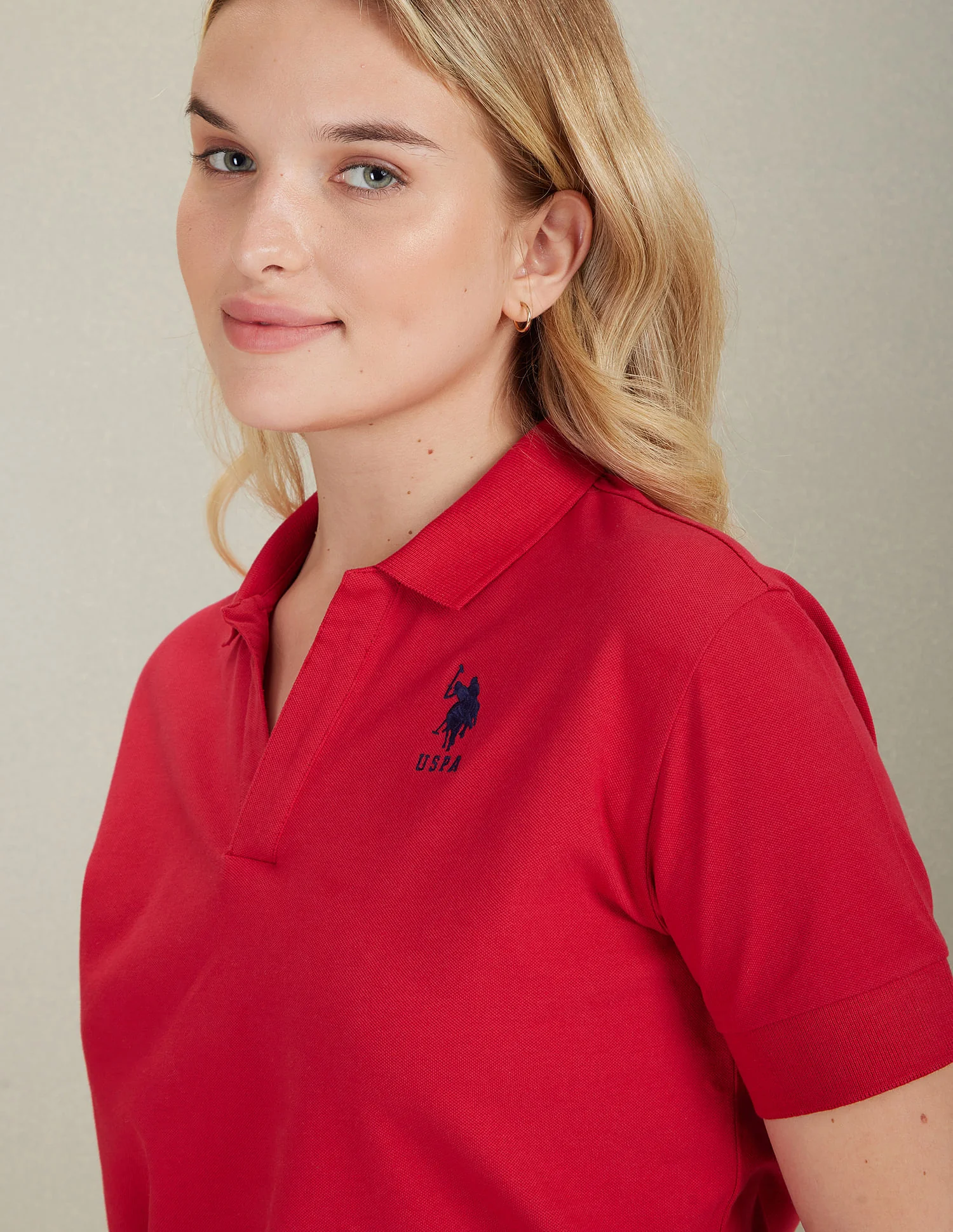 Contrast Logo Crop Polo Shirt - Image 7