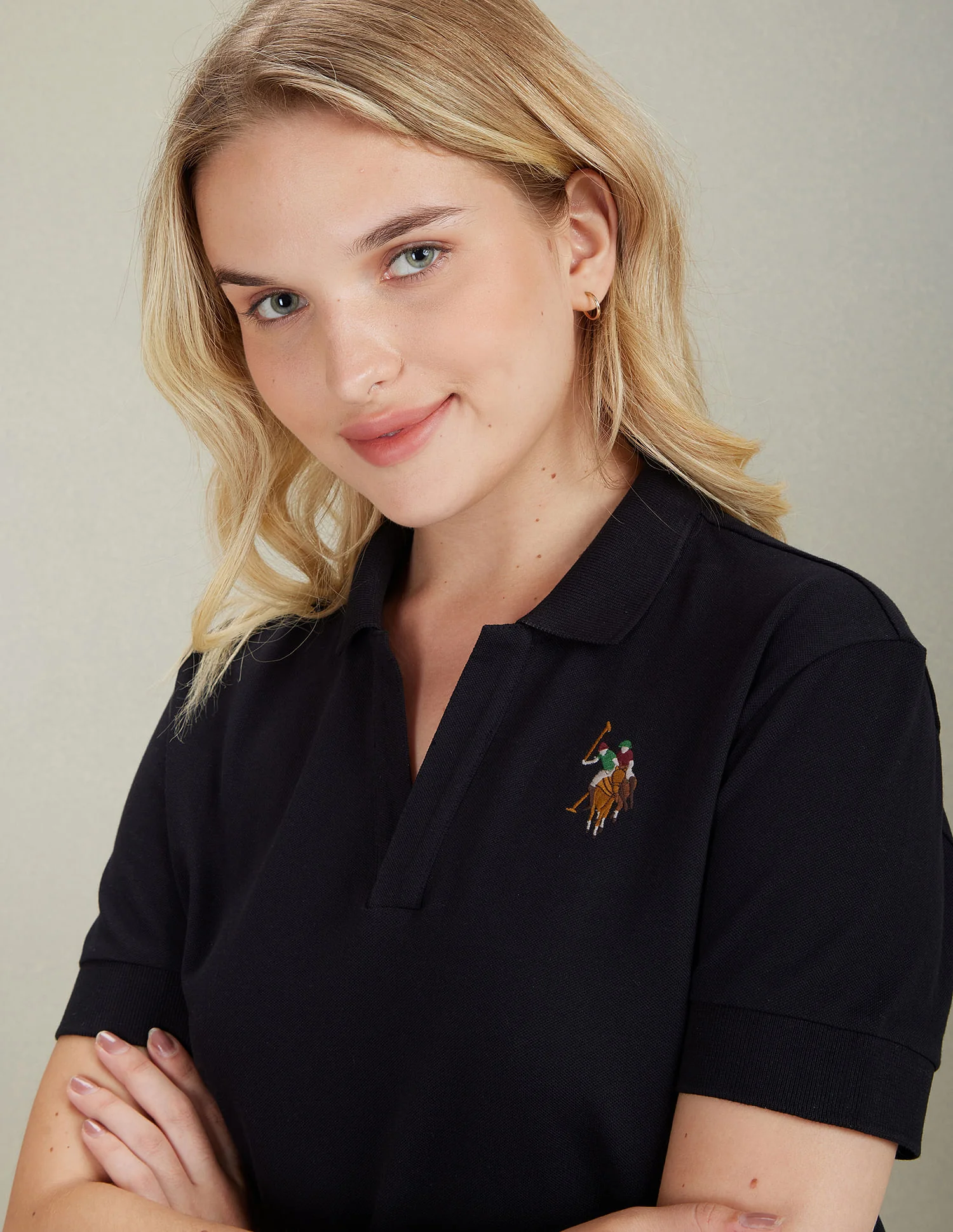 Contrast Logo Crop Polo Shirt - Image 7