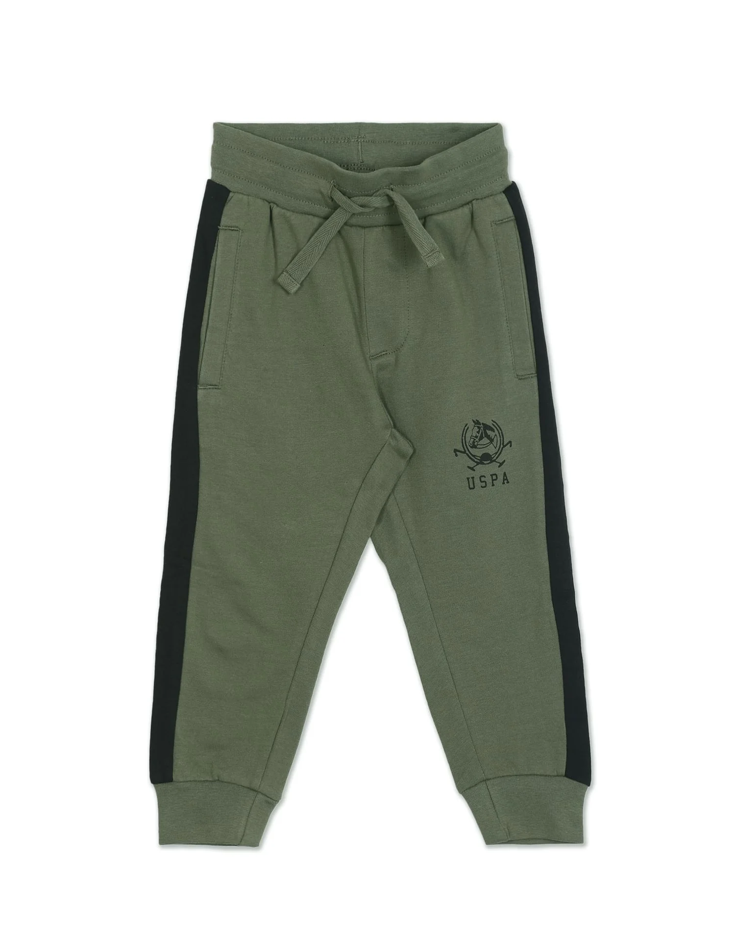 Contrast Panel Solid Cotton Joggers