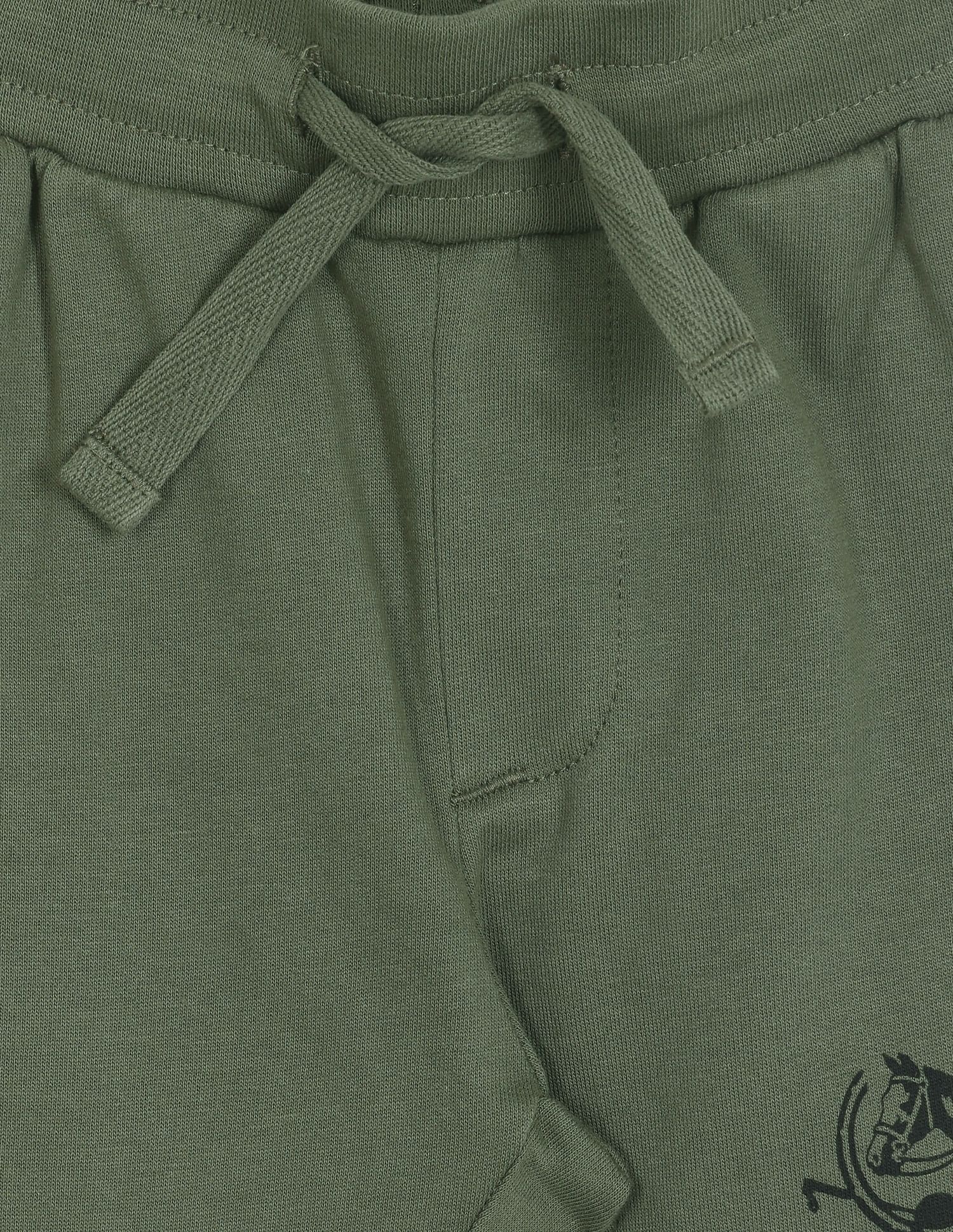 Contrast Panel Solid Cotton Joggers - Image 3