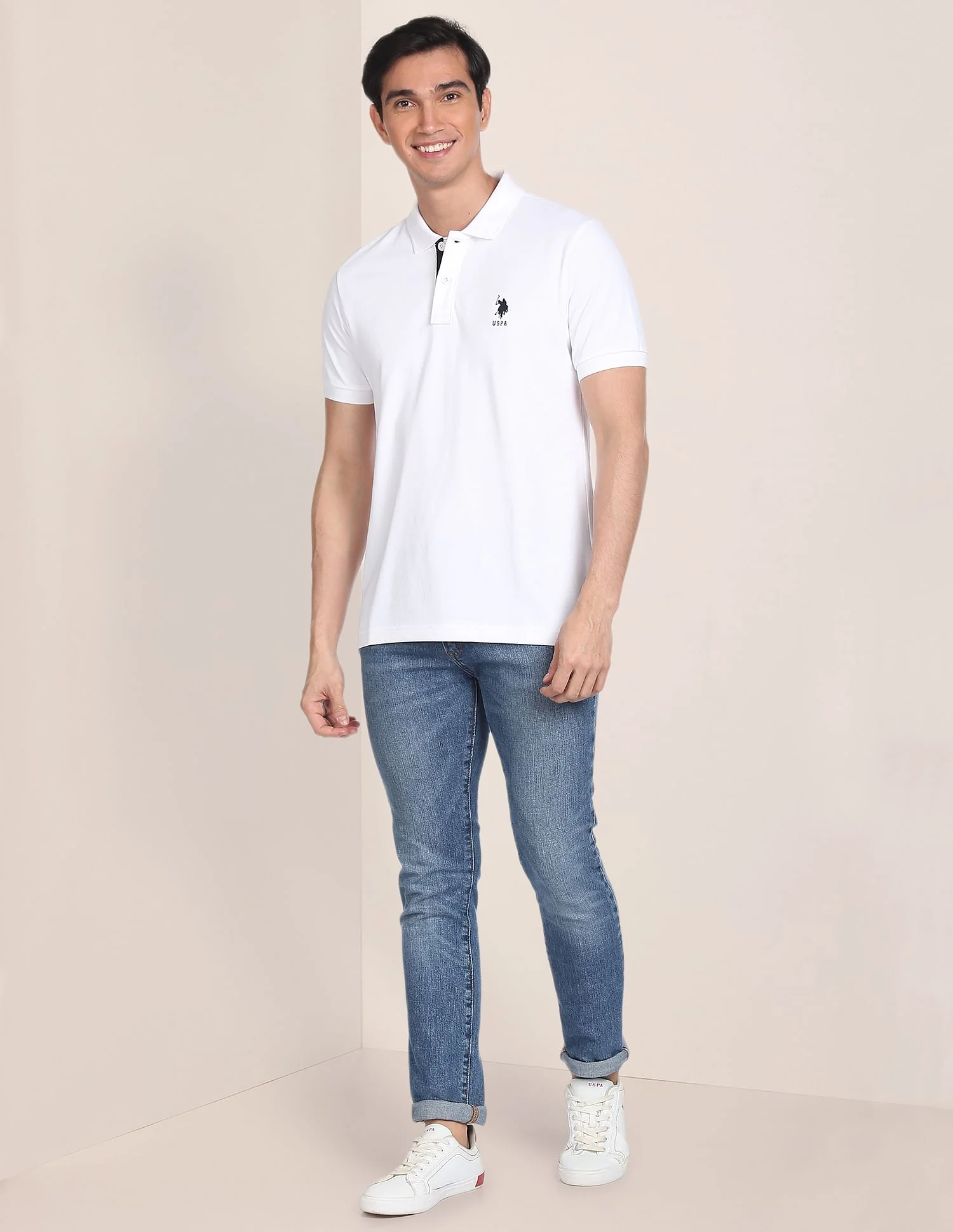 Contrast Placket Solid Polo Shirt - Image 3