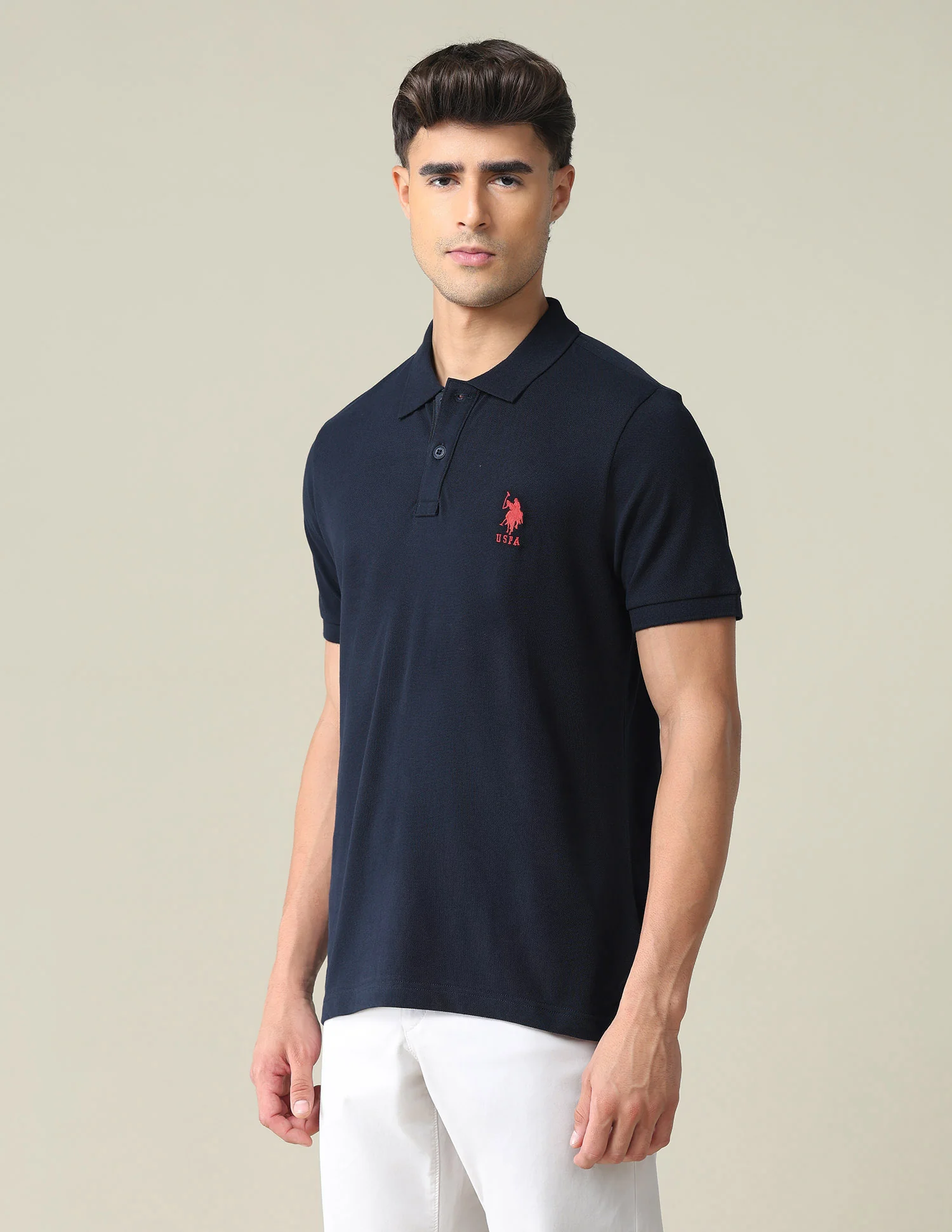Contrast Placket Solid Polo Shirt - Image 4