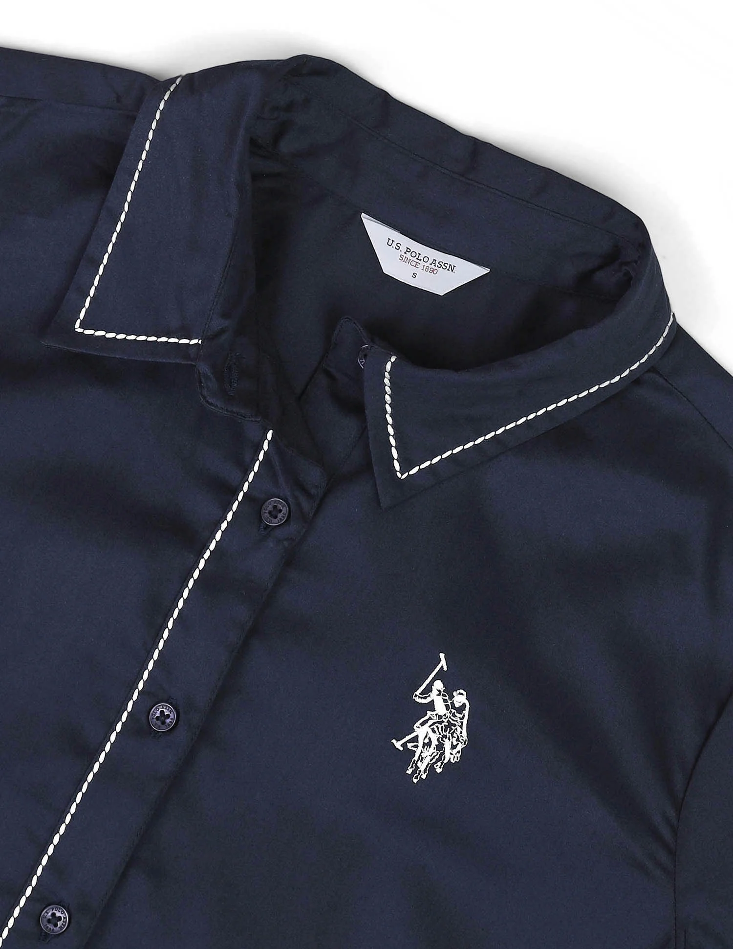 Contrast Saddle Stitch Cotton Shirt - Image 2