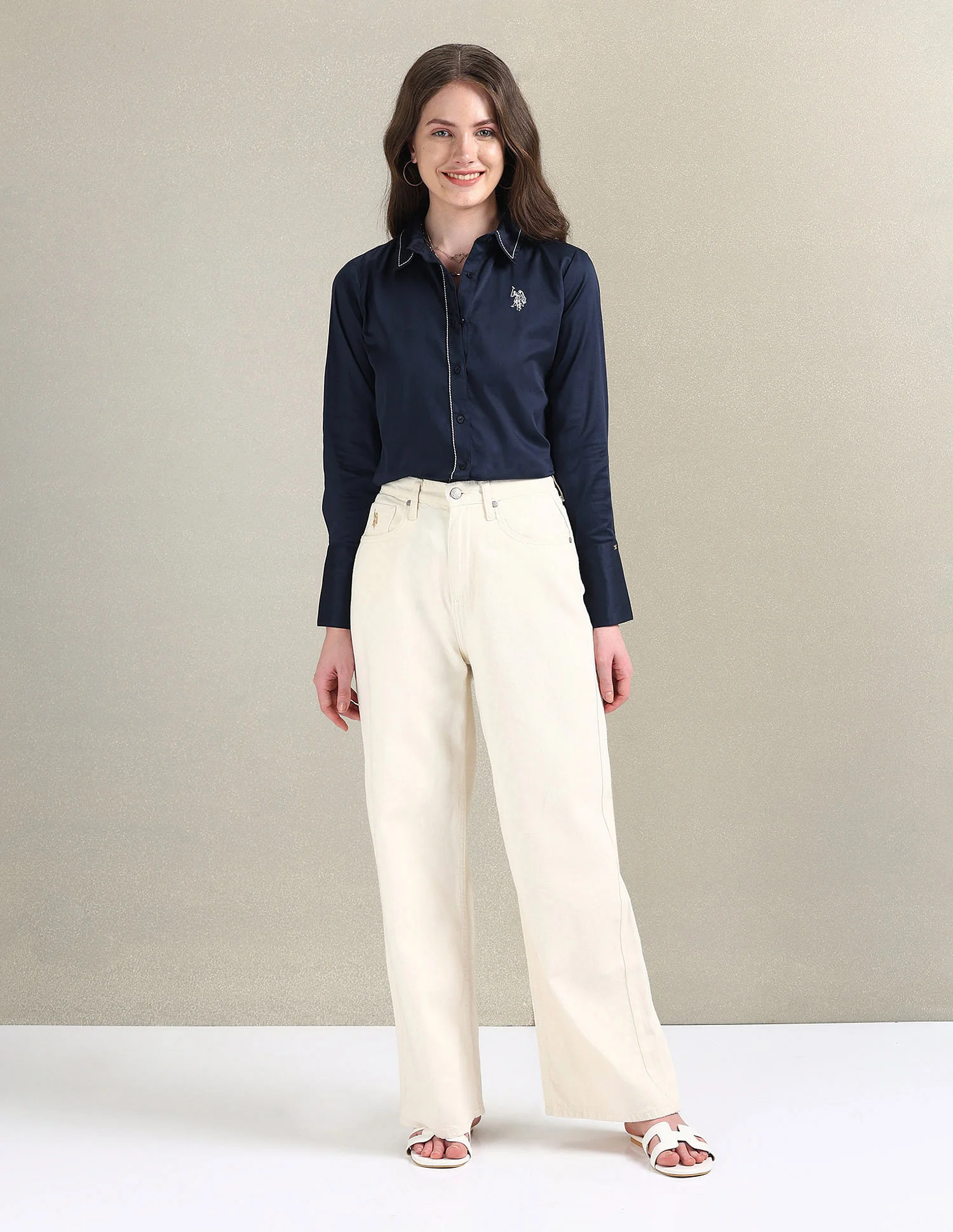 Contrast Saddle Stitch Cotton Shirt - Image 3