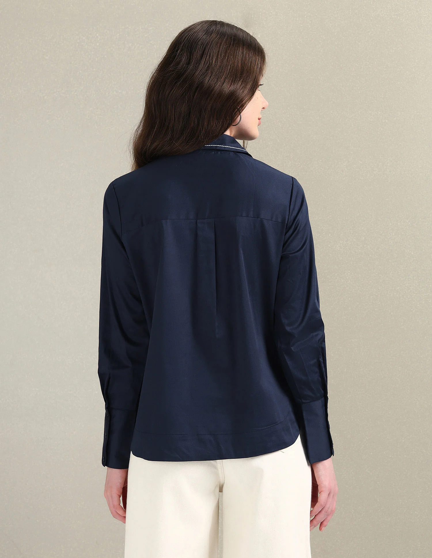 Contrast Saddle Stitch Cotton Shirt - Image 5