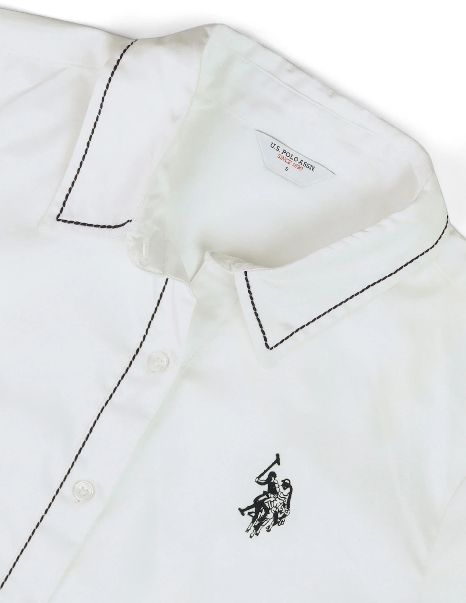 Contrast Saddle Stitch Cotton Shirt - Image 2