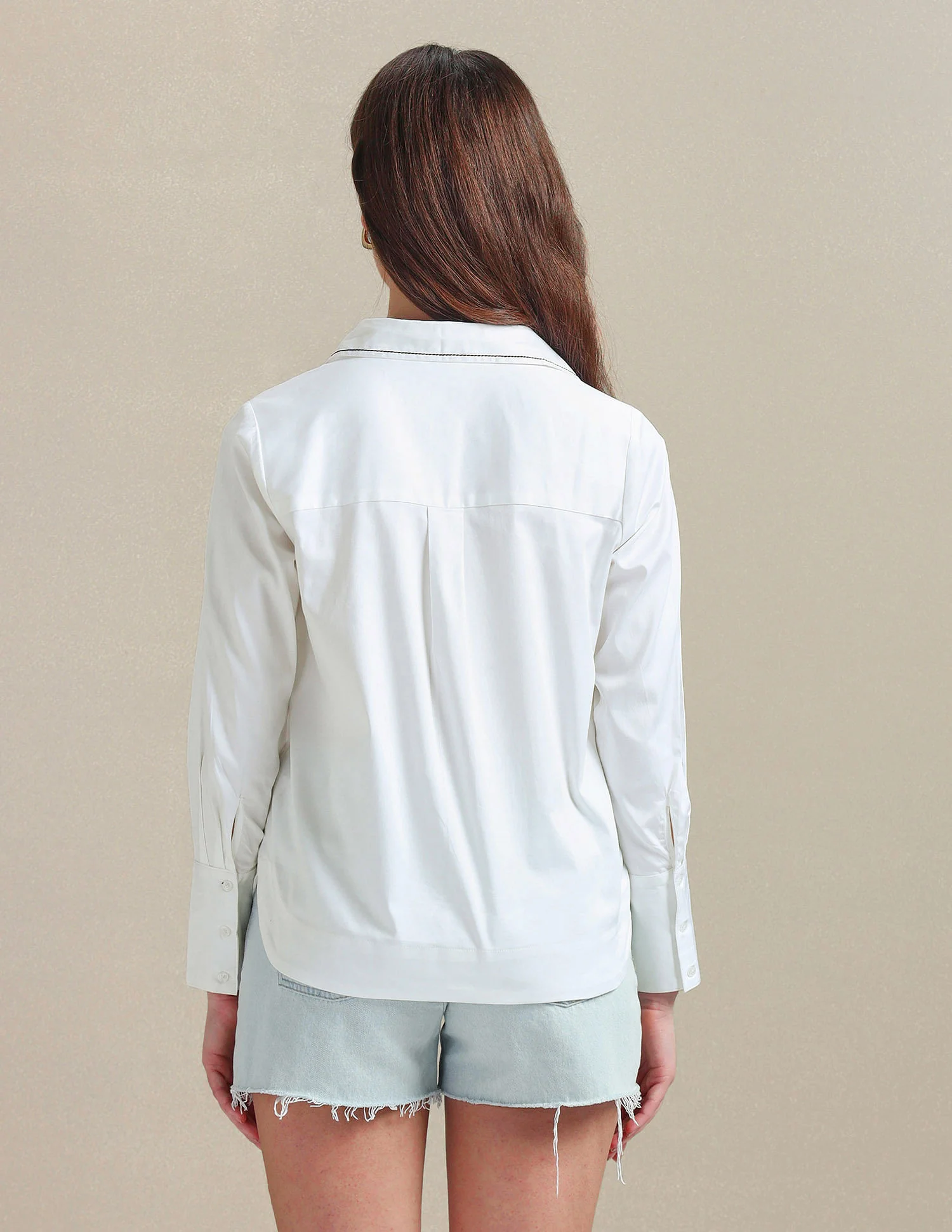Contrast Saddle Stitch Cotton Shirt - Image 5