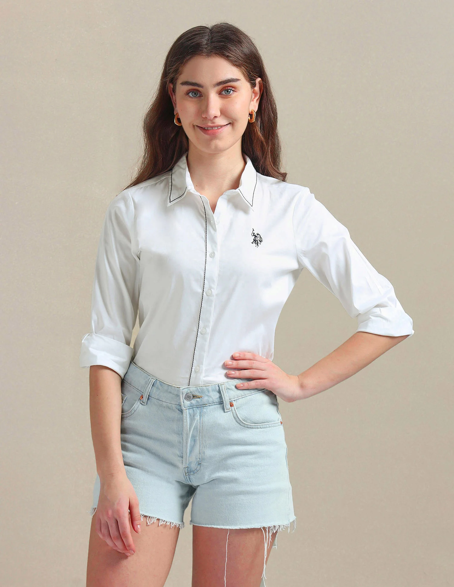 Contrast Saddle Stitch Cotton Shirt - Image 6