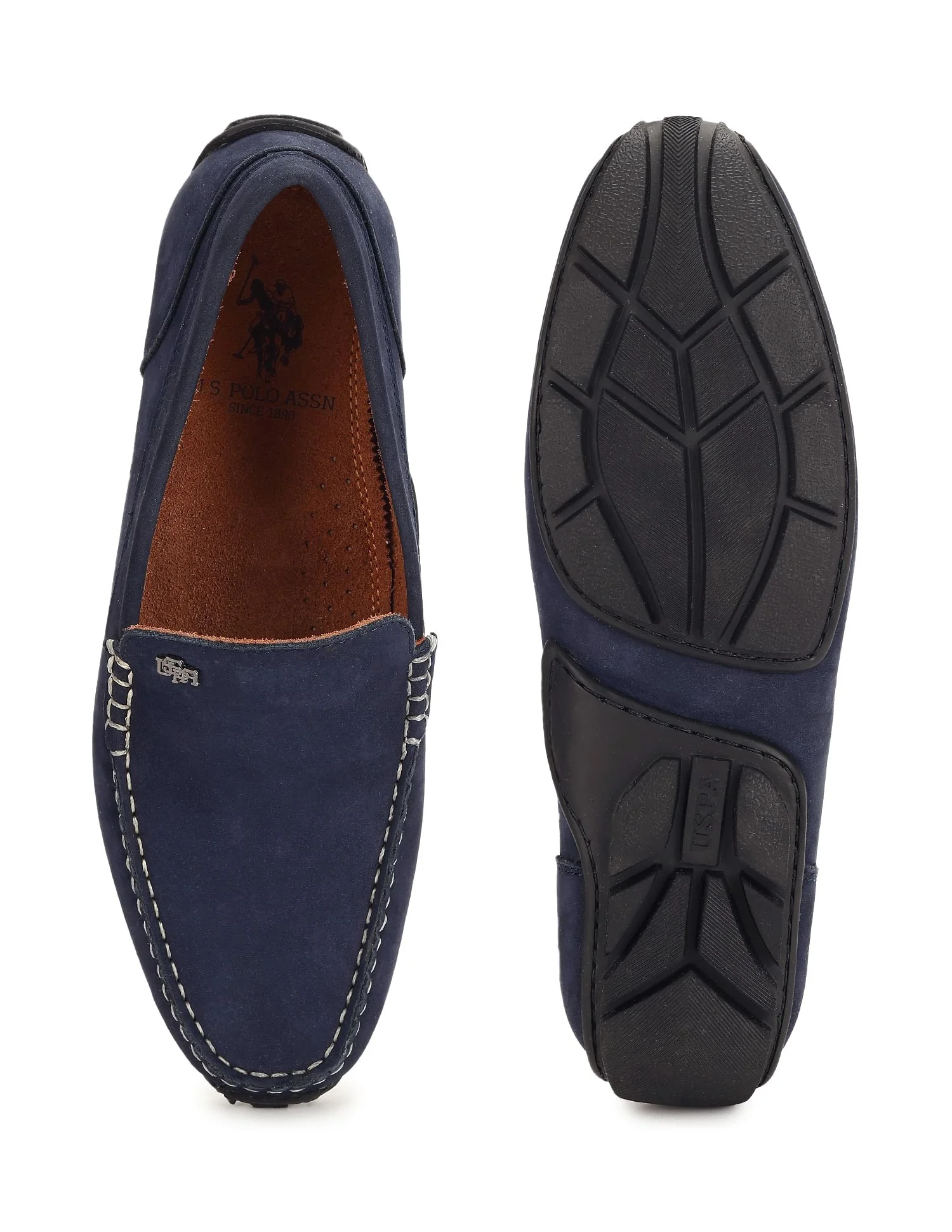 Men Contrast Stitch Leather Jabbar Loafers - Image 5