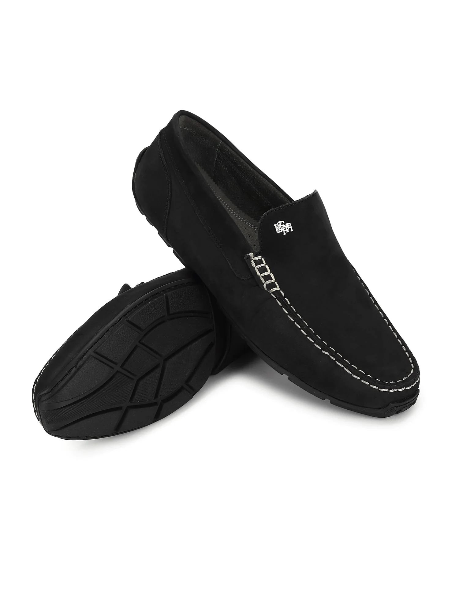 Men Contrast Stitch Leather Jabbar Loafers - Image 2