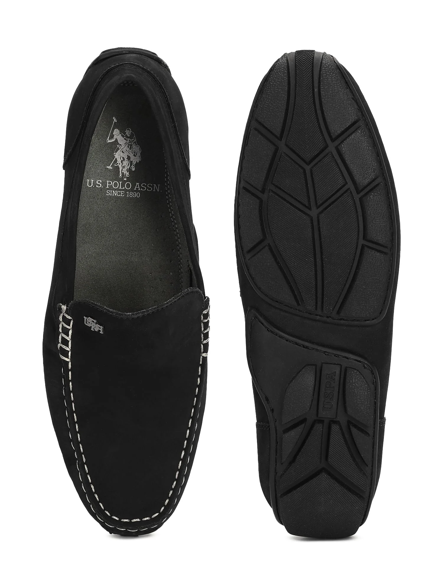 Men Contrast Stitch Leather Jabbar Loafers - Image 5
