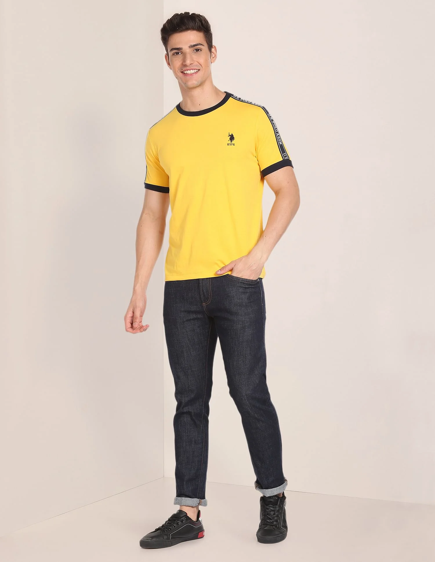 Contrast Tape Cotton T-Shirt - Image 3
