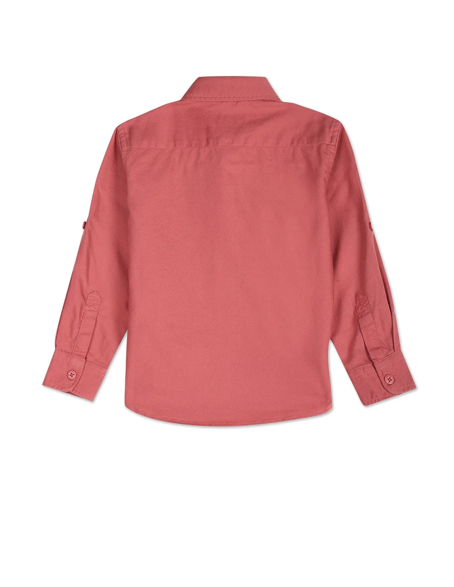 Convertible Cuff Solid Cotton Shirt - Image 2