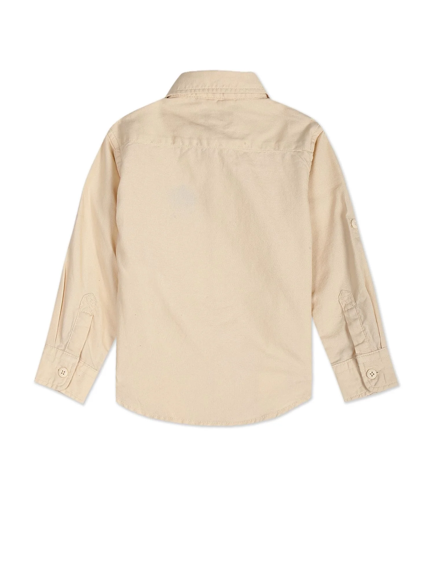 Convertible Cuff Solid Cotton Shirt - Image 2